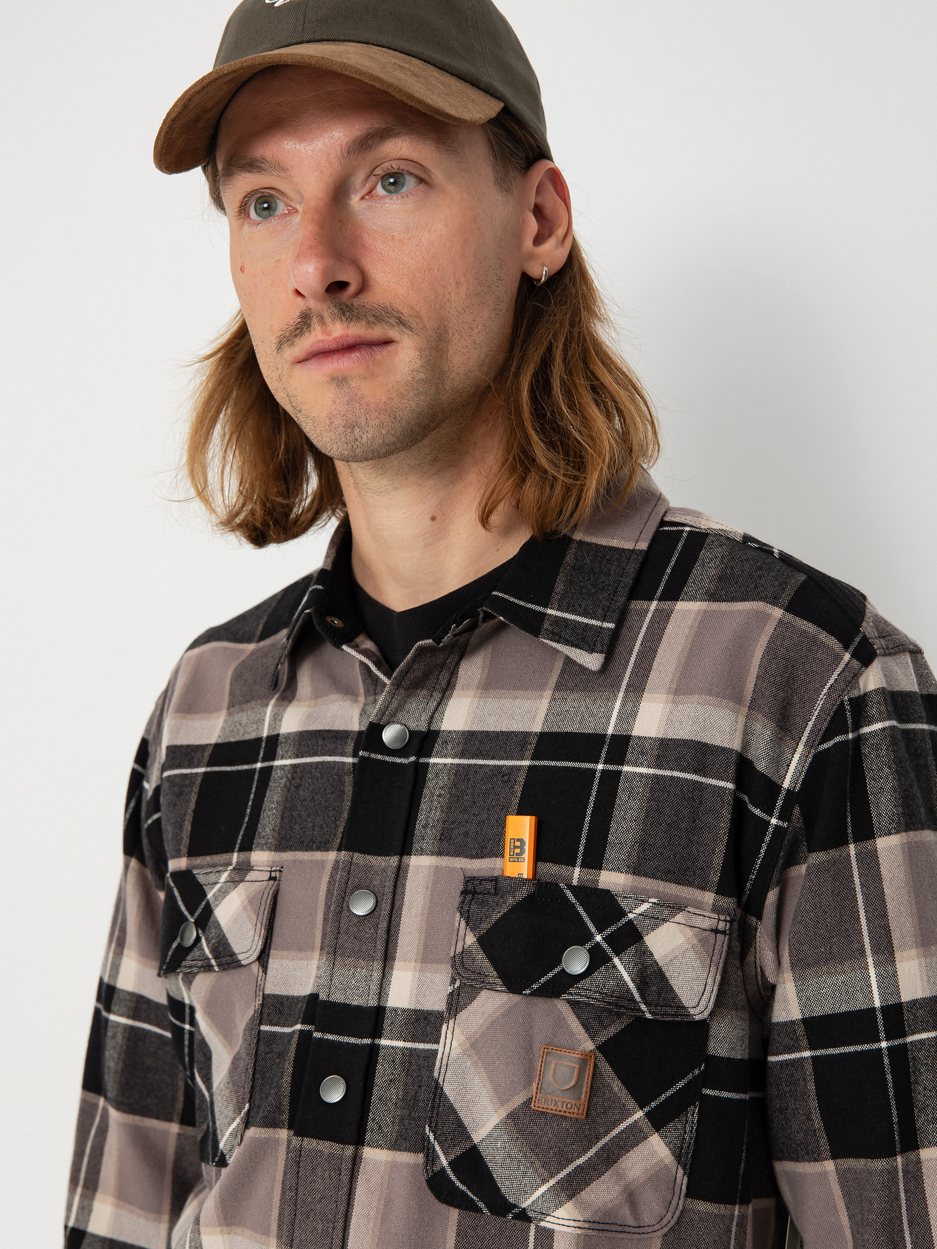 Сорочка Brixton Builders Bowery Str Wr Ls (black/charcoal/beige)