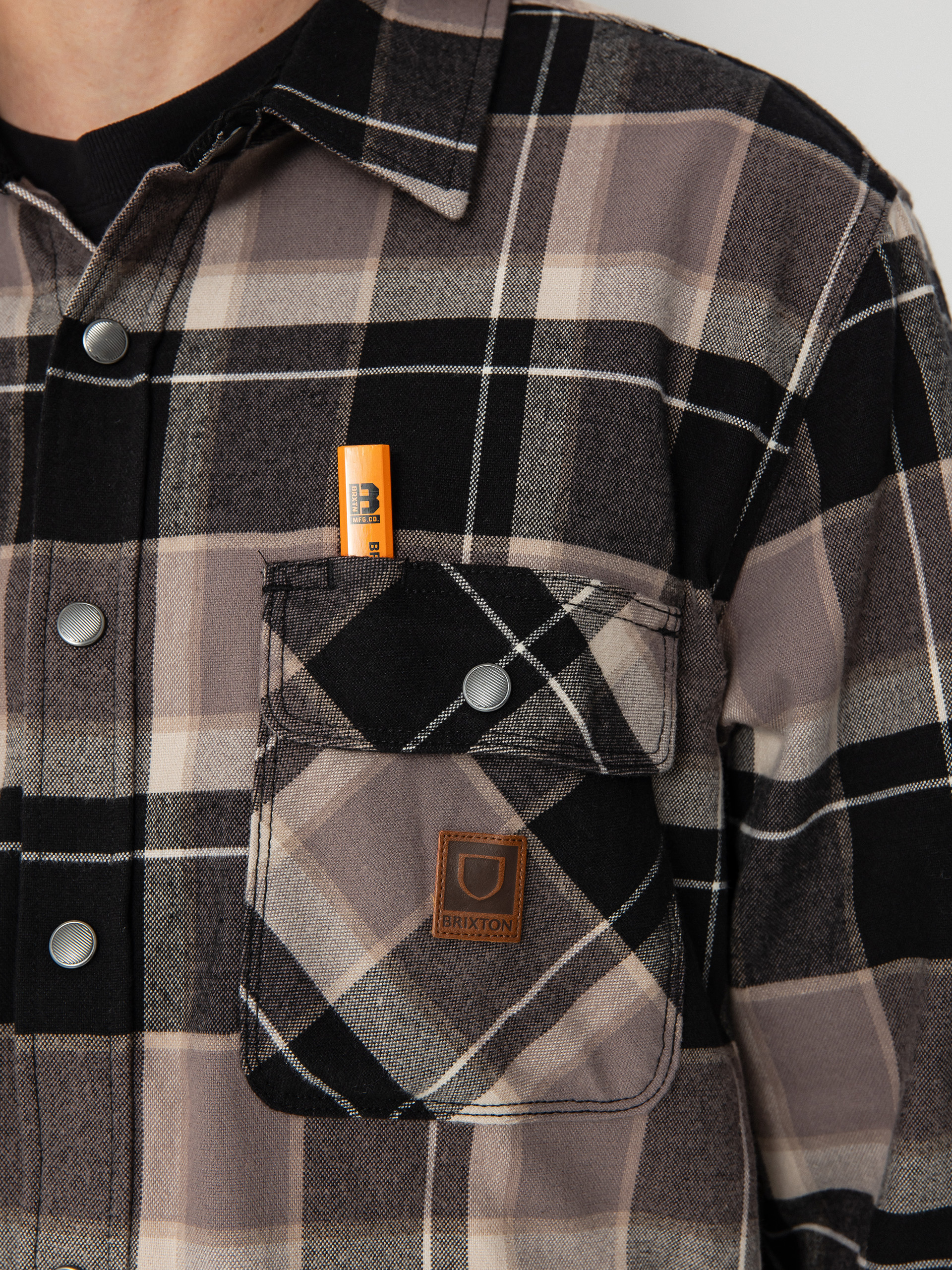 Сорочка Brixton Builders Bowery Str Wr Ls (black/charcoal/beige)