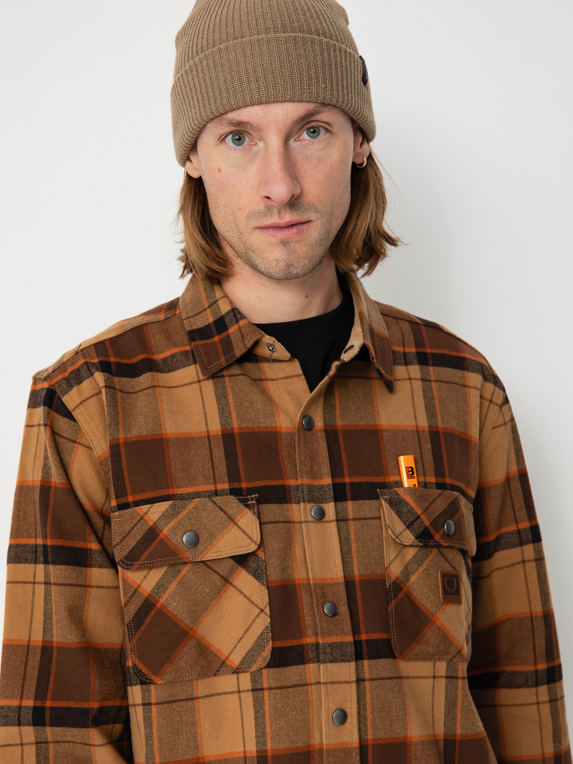 Сорочка Brixton Builders Bowery Str Wr Ls (burro brown/pinecone brown/bla)