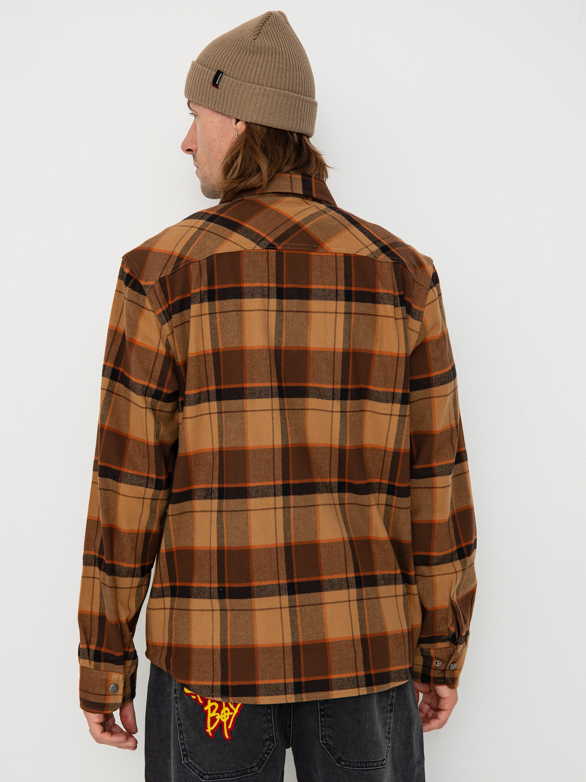 Сорочка Brixton Builders Bowery Str Wr Ls (burro brown/pinecone brown/bla)
