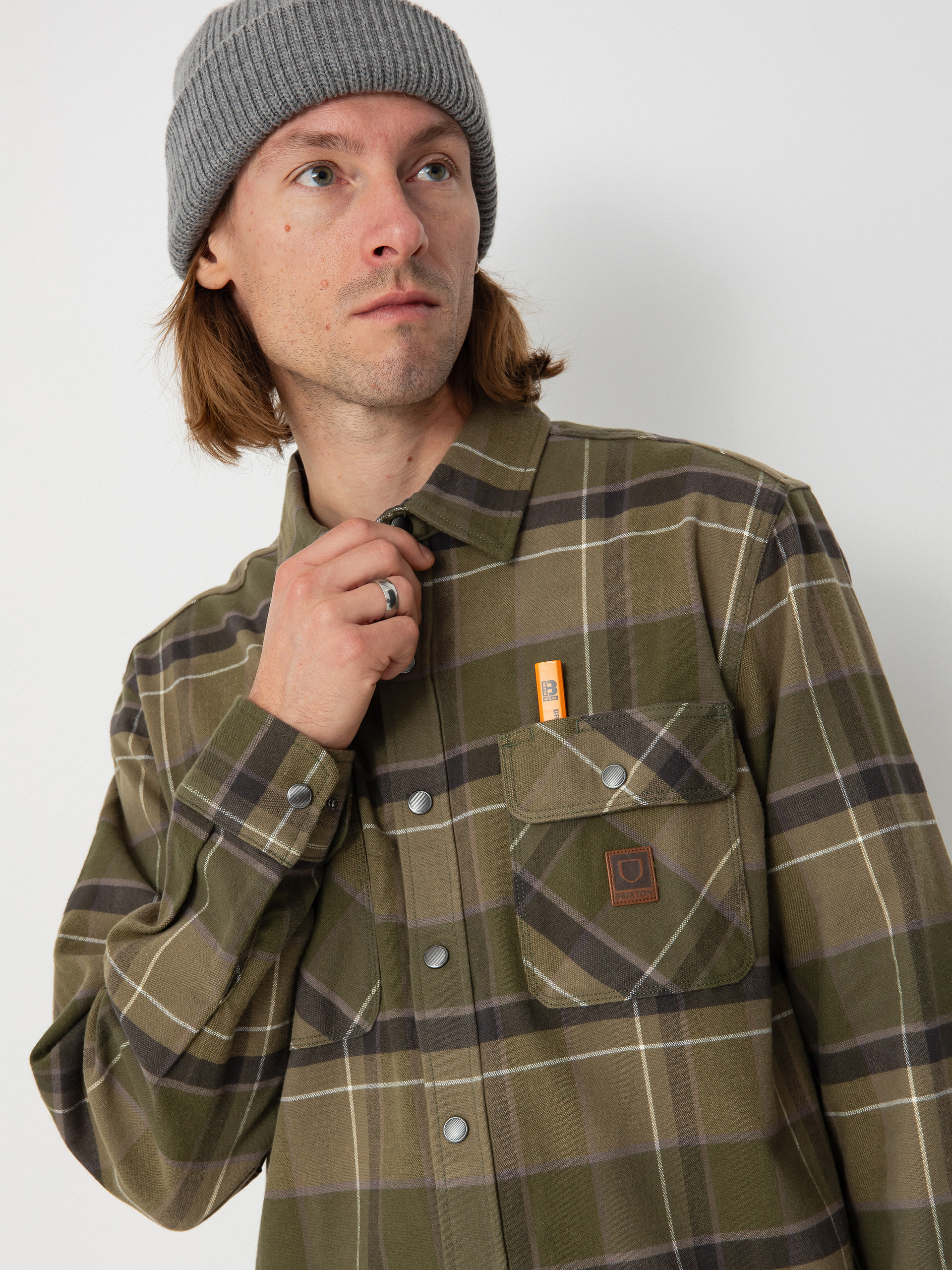 Сорочка Brixton Builders Bowery Str Wr Ls (dill/olive surplus/washed blac)