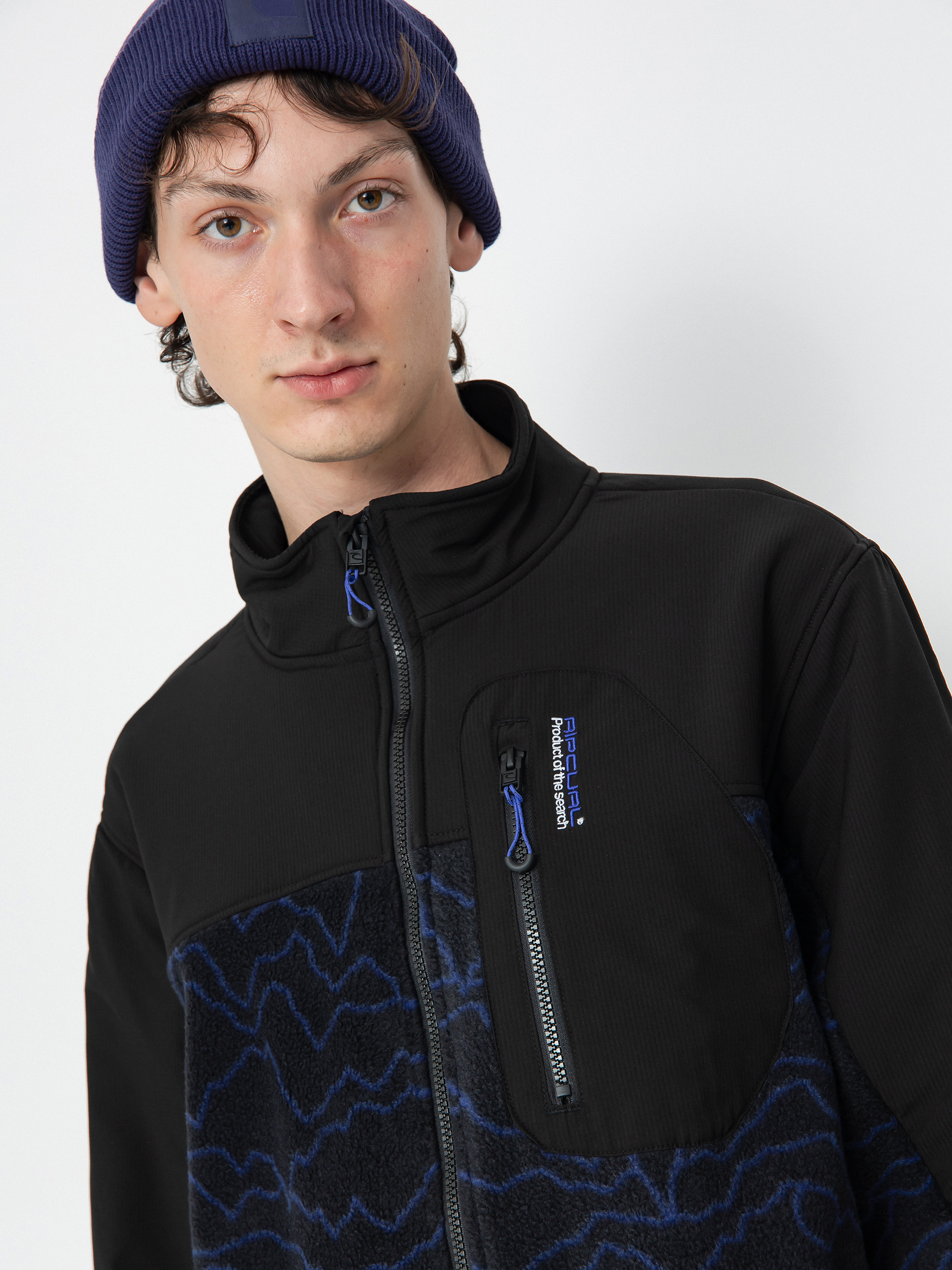 Чоловічий Флісовий светр Rip Curl Anti Series Search Zip Crew (black/berry)