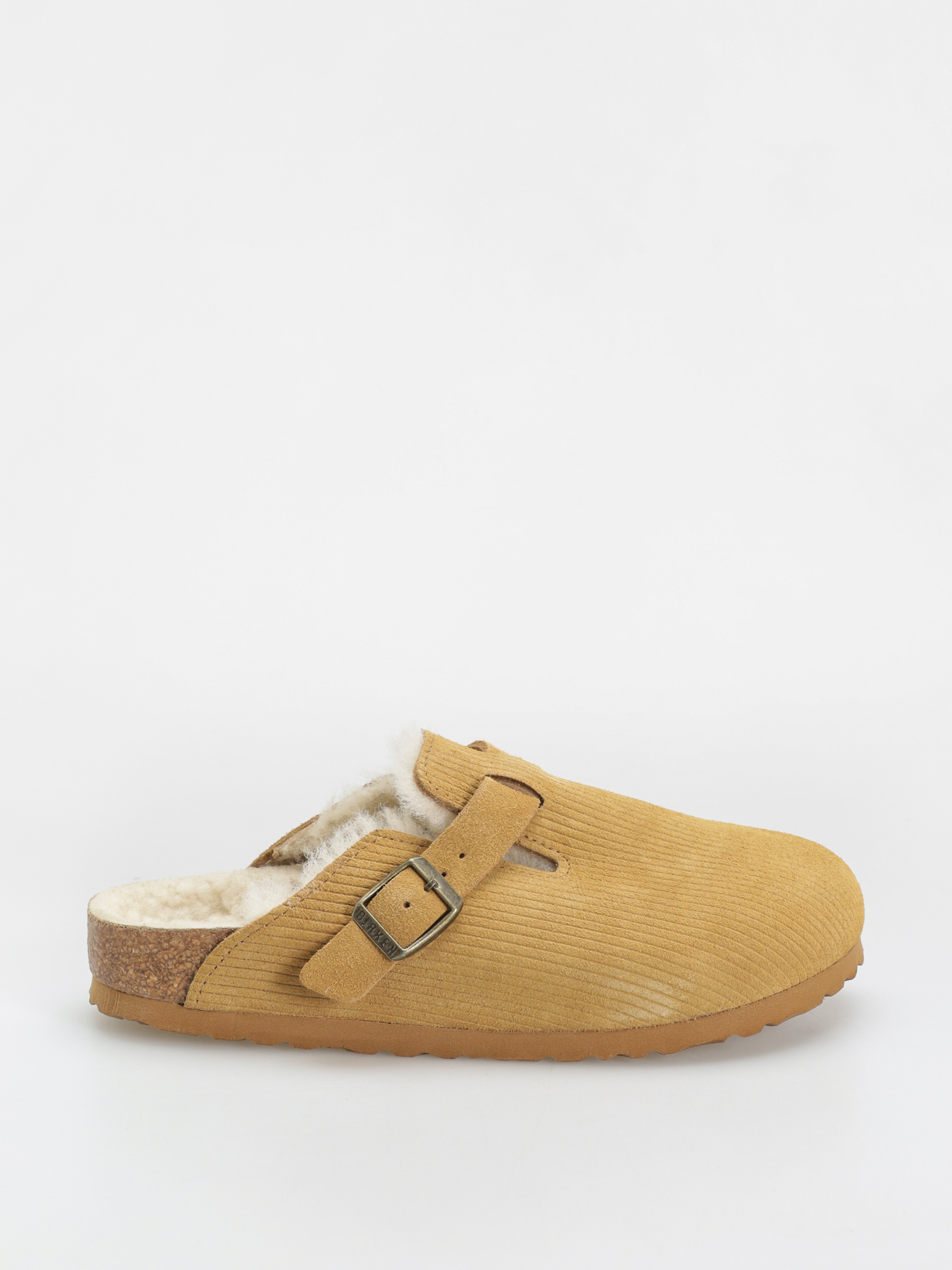 u0428u043bu044cu043eu043fu0430u043du0446u0456 Birkenstock Boston VL Fell Suede Leather Fur Narrow Wmn (corduroy cork brown)