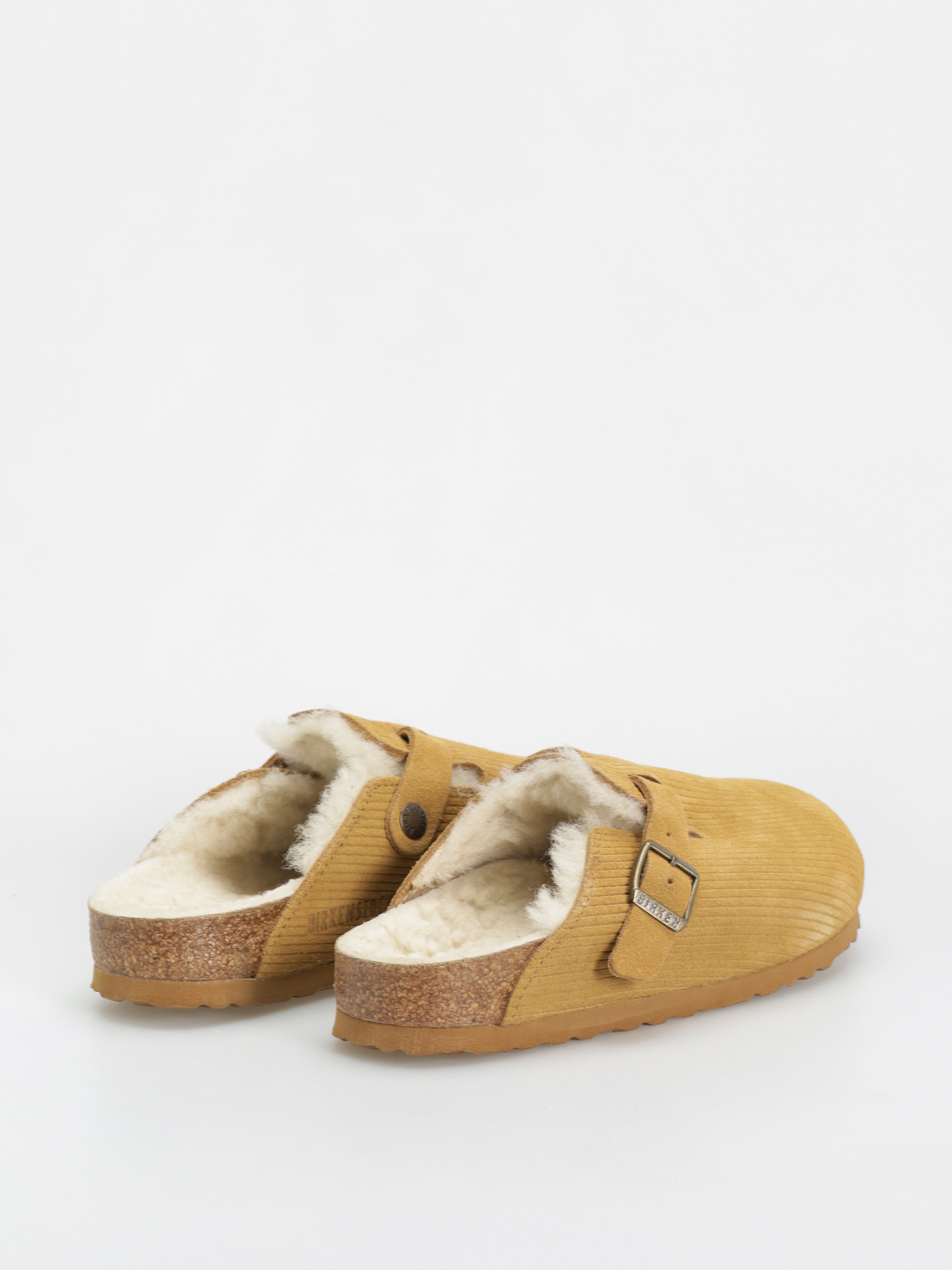 Шльопанці Birkenstock Boston VL Fell Suede Leather Fur Narrow Wmn (corduroy cork brown)
