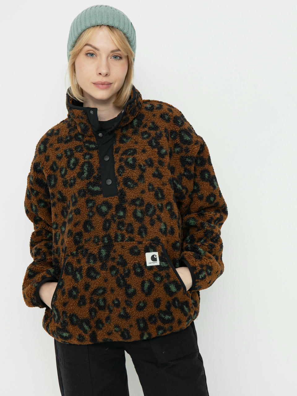 Жіночий Флісовий светр Carhartt WIP Elliot (camo leo jacquard/tamarind/black)