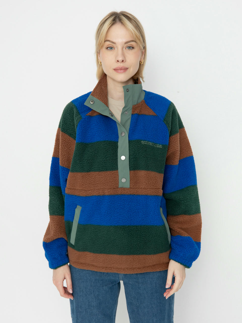 Флісовий светр Quiksilver Uni Half Zip Wmn (printed stripe uni hz forest)