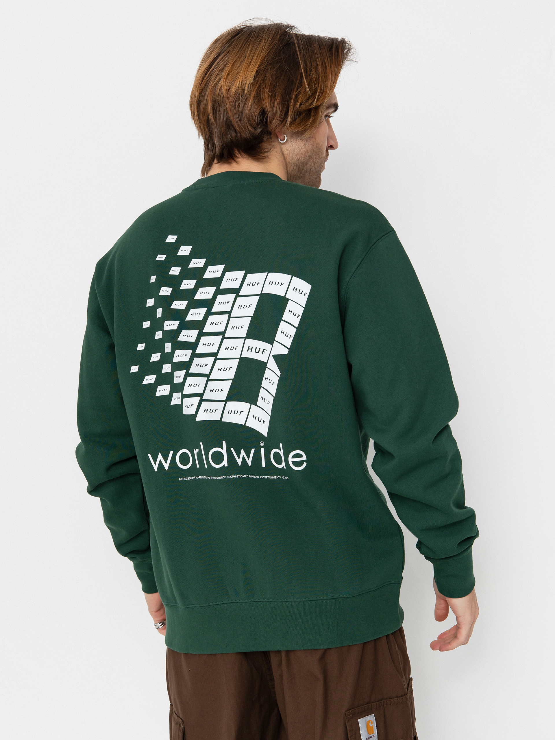 u0421u0432u0456u0442u0448u043eu0442 HUF X Bronze Worldwide Crewneck (forest green)