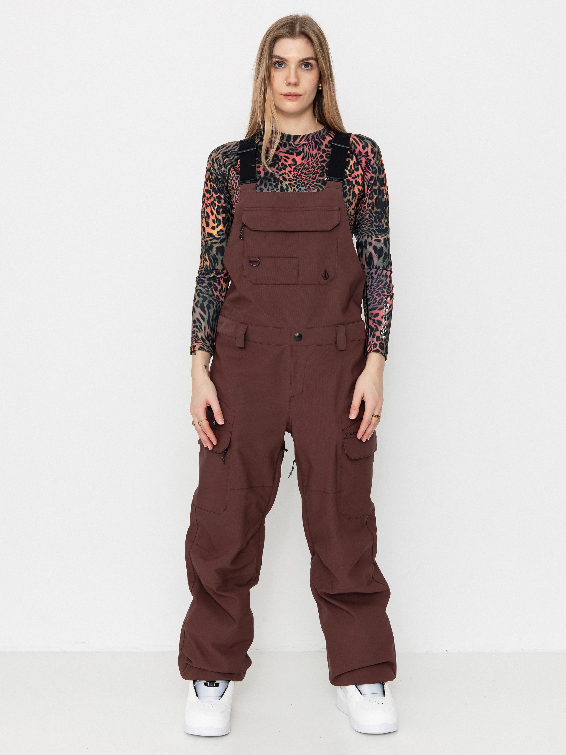 Жіночі Сноубордичні штани Volcom Creston 3D Stretch Bib Overall (mahogany)