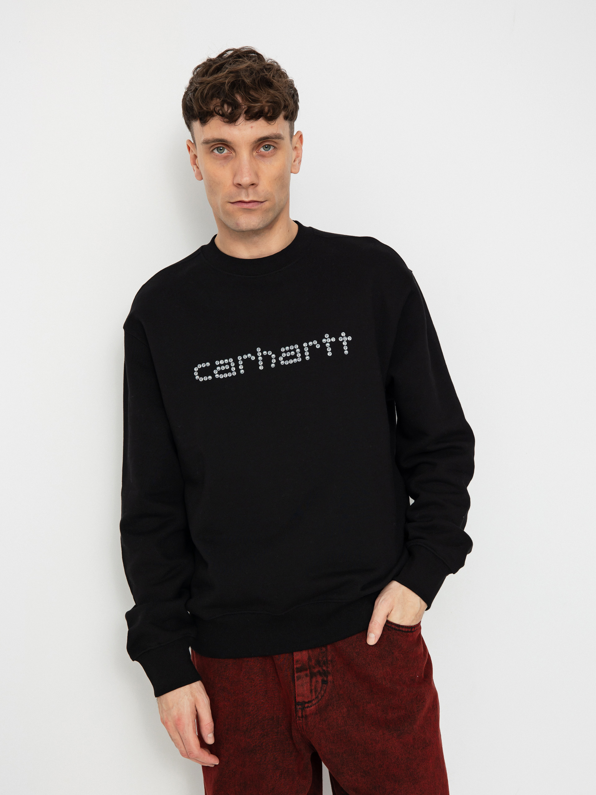 Світшот Carhartt WIP Rivet Script - чорний (black)