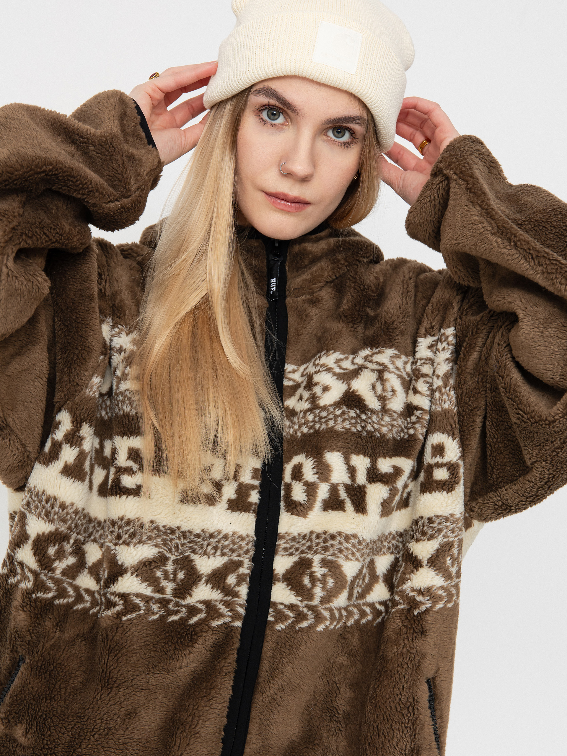 Чоловічий Флісовий светр HUF X Bronze High Pile (brown)