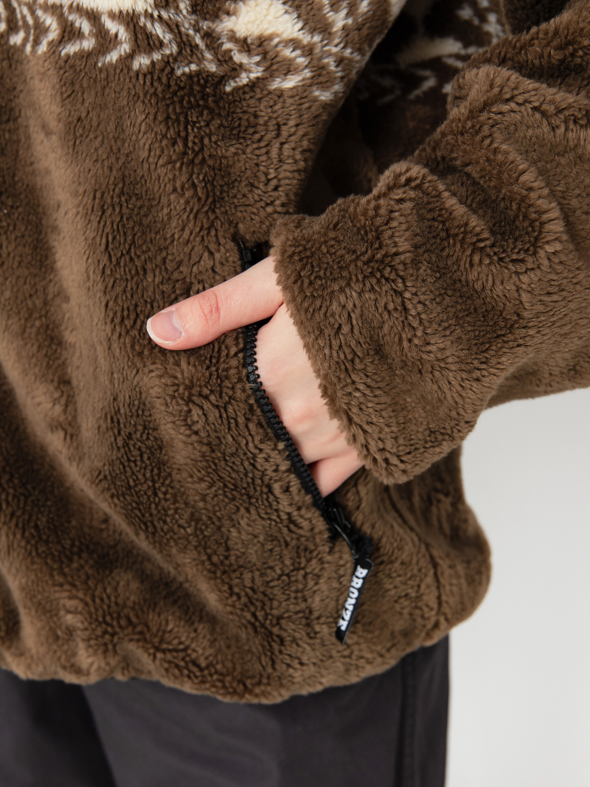 Чоловічий Флісовий светр HUF X Bronze High Pile (brown)