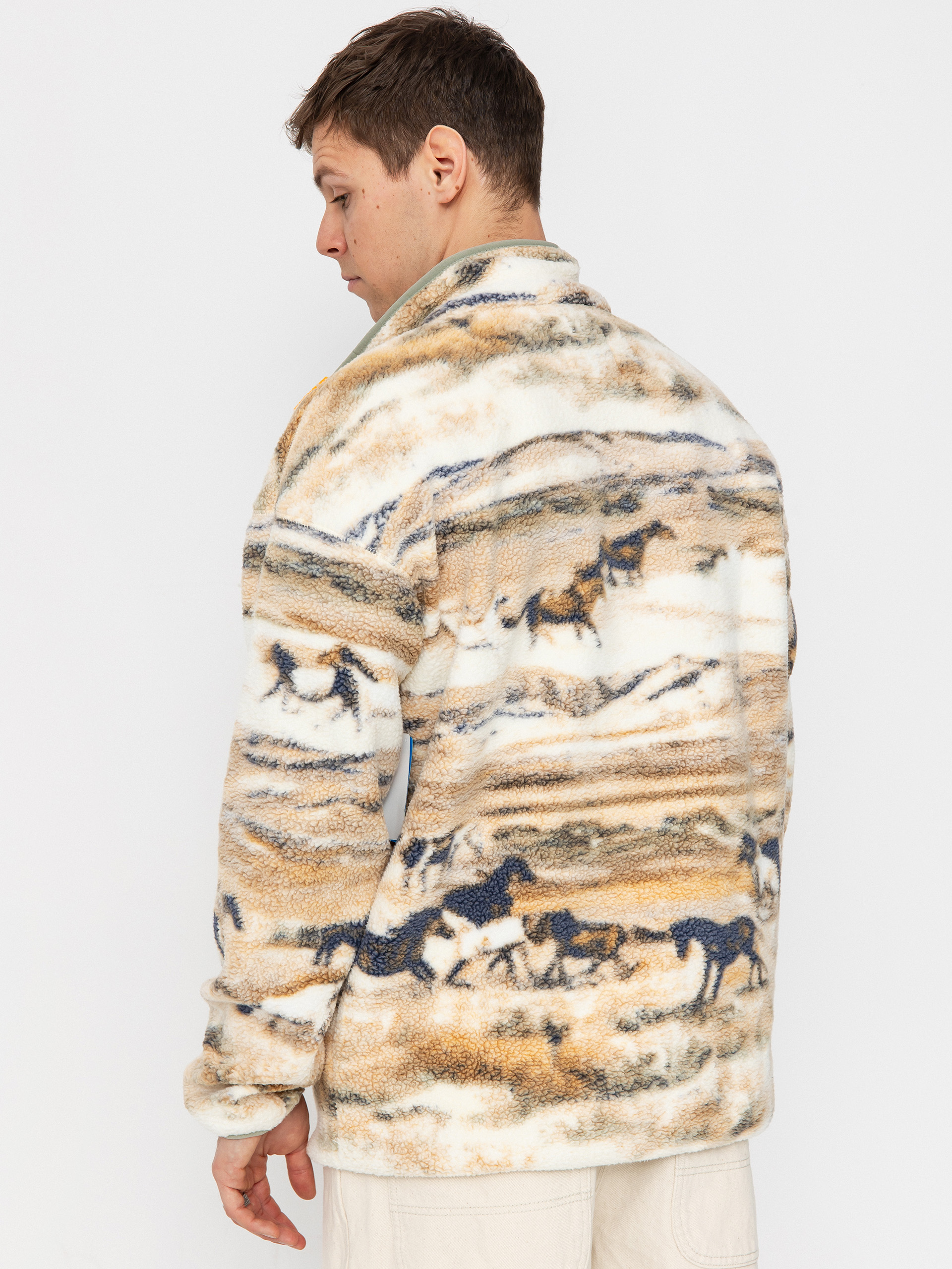 Флісовий светр Columbia Helvetia II Printed Half Snap - коричневий