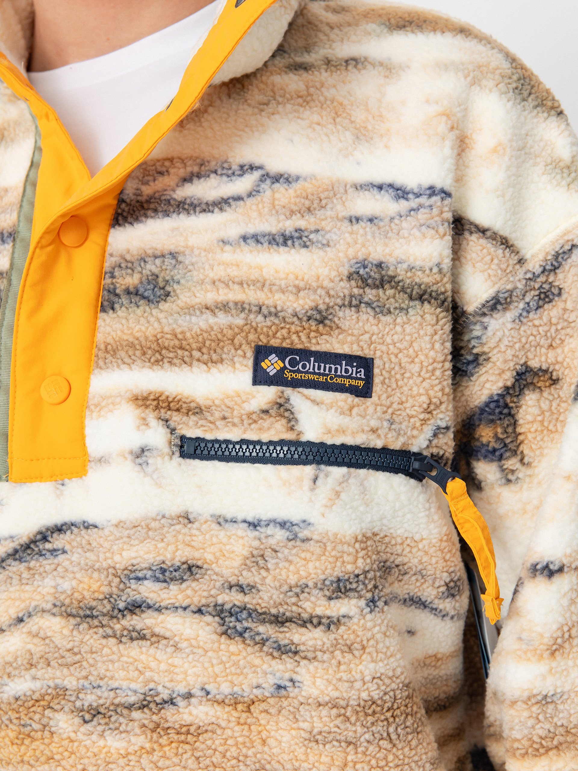 Флісовий светр Columbia Helvetia II Printed Half Snap - коричневий