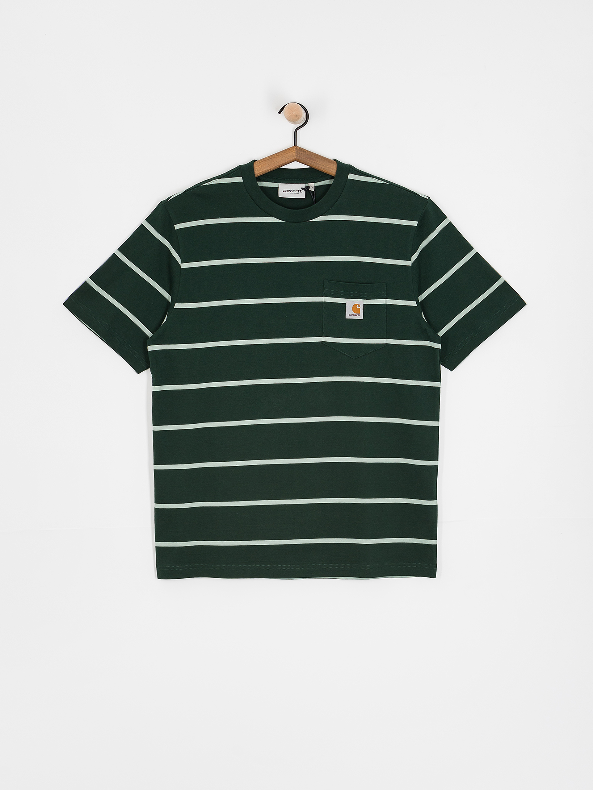 Футболка Carhartt WIP Aiken Pocket (aiken stripe/conifer)