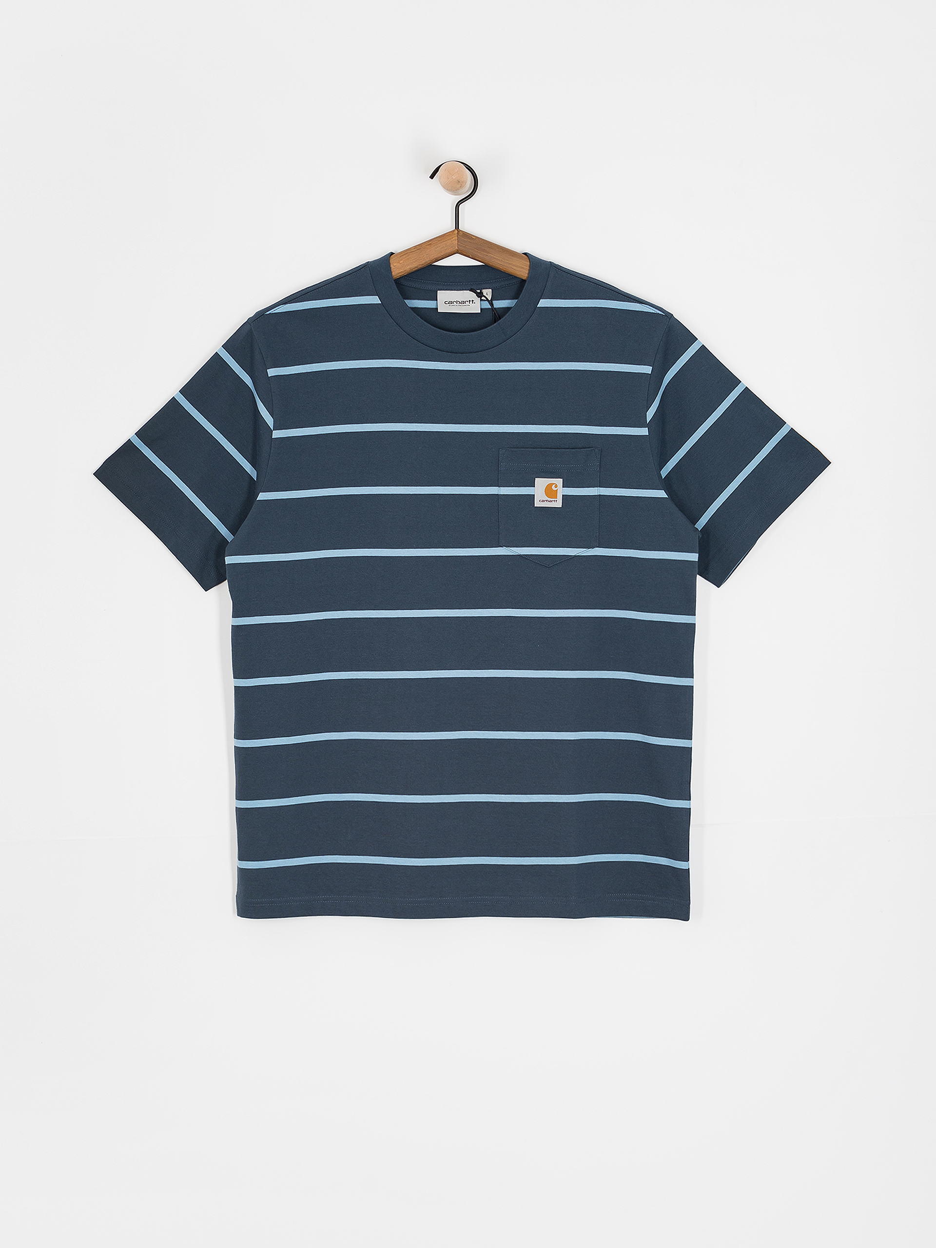 Футболка Carhartt WIP Aiken Pocket (aiken stripe/dusky blue)