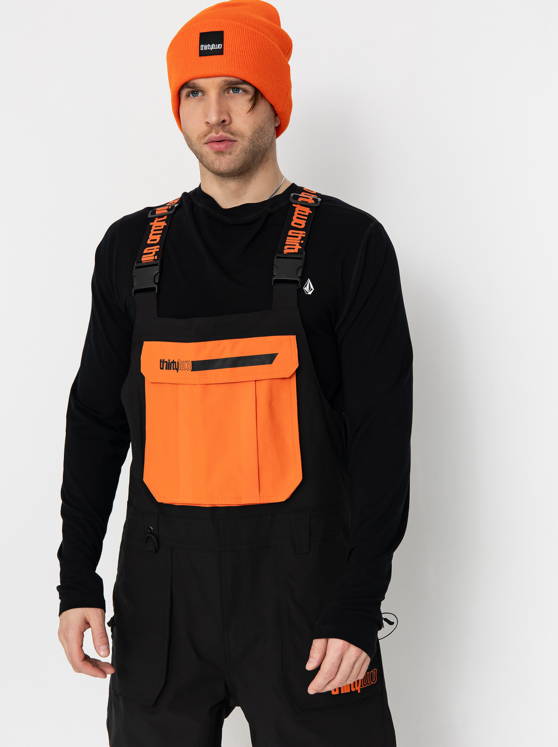 Чоловічі Сноубордичні штани ThirtyTwo Basement Bib (black/orange)