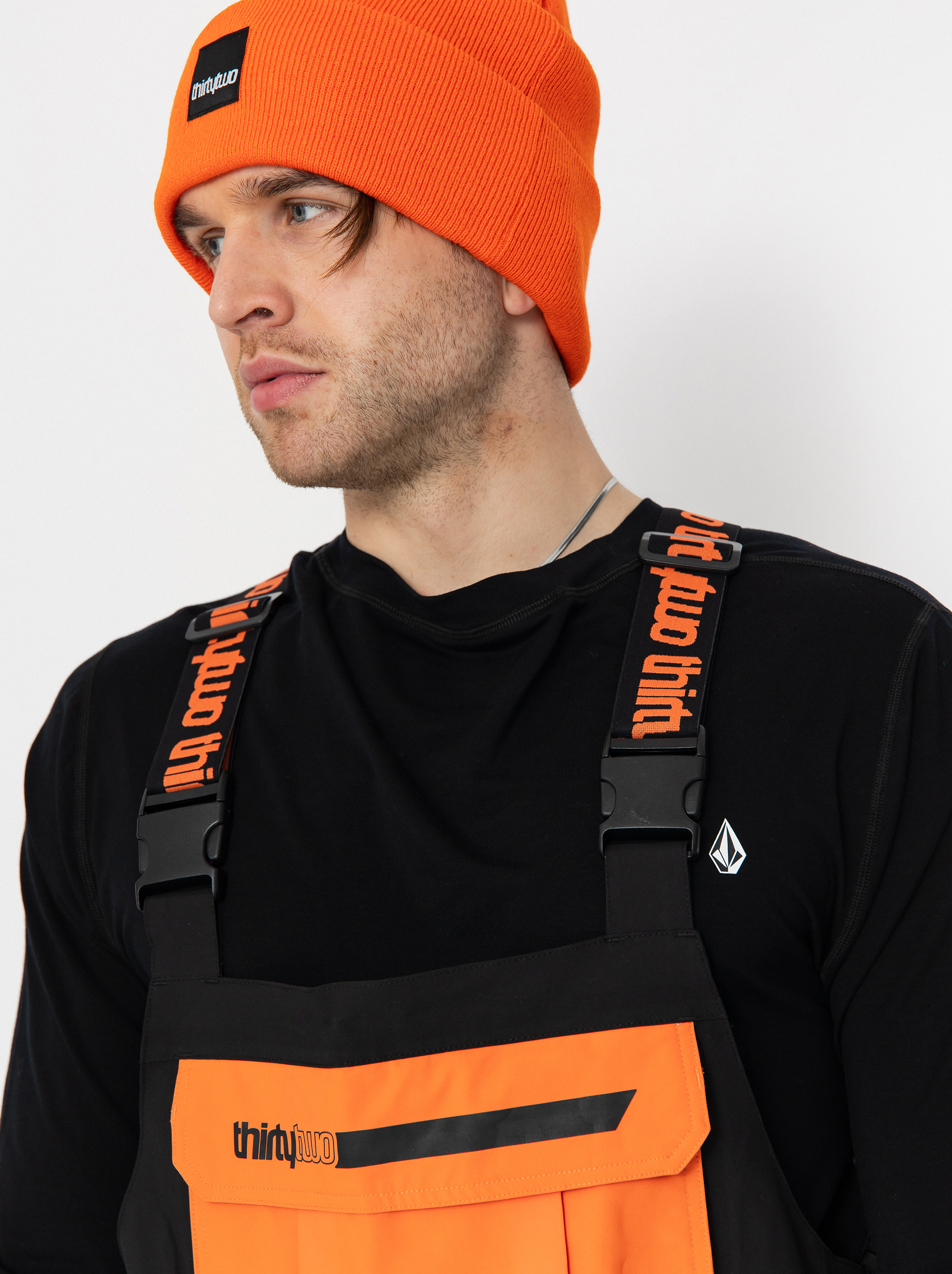 Чоловічі Сноубордичні штани ThirtyTwo Basement Bib (black/orange)
