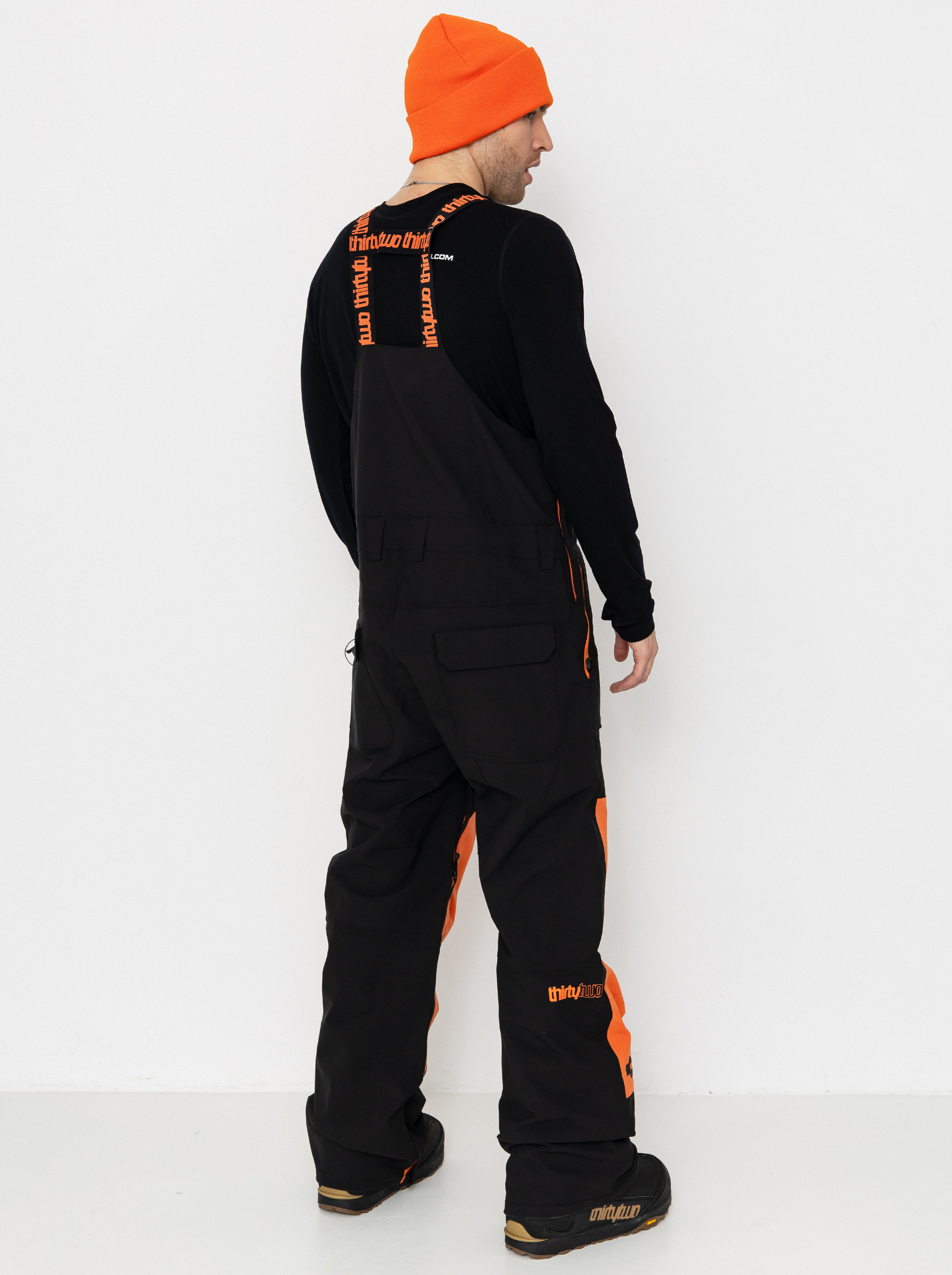 Чоловічі Сноубордичні штани ThirtyTwo Basement Bib (black/orange)