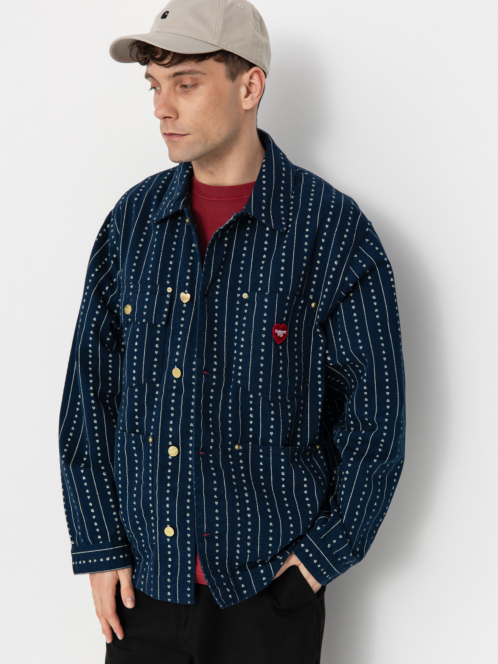 Куртка Carhartt WIP Drewe Chore Coat (heart c pinstripe/ink/natural)