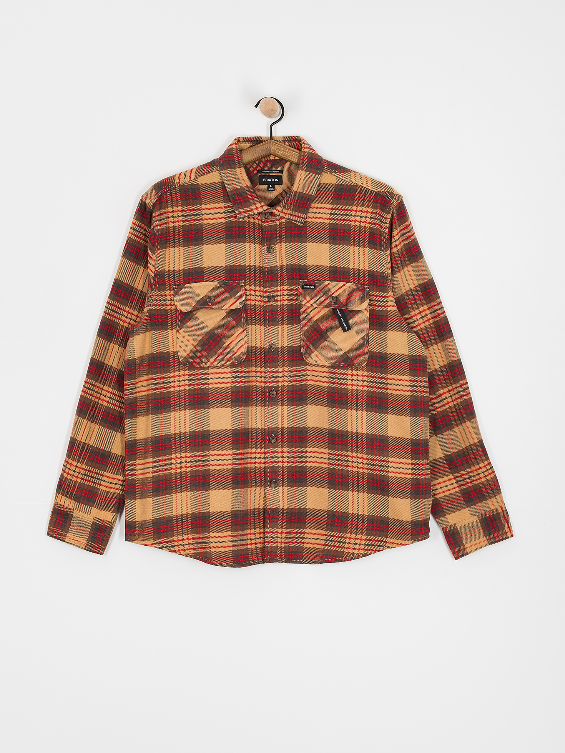 Сорочка Brixton Bowery Flannel (curry/washed black/crimson)