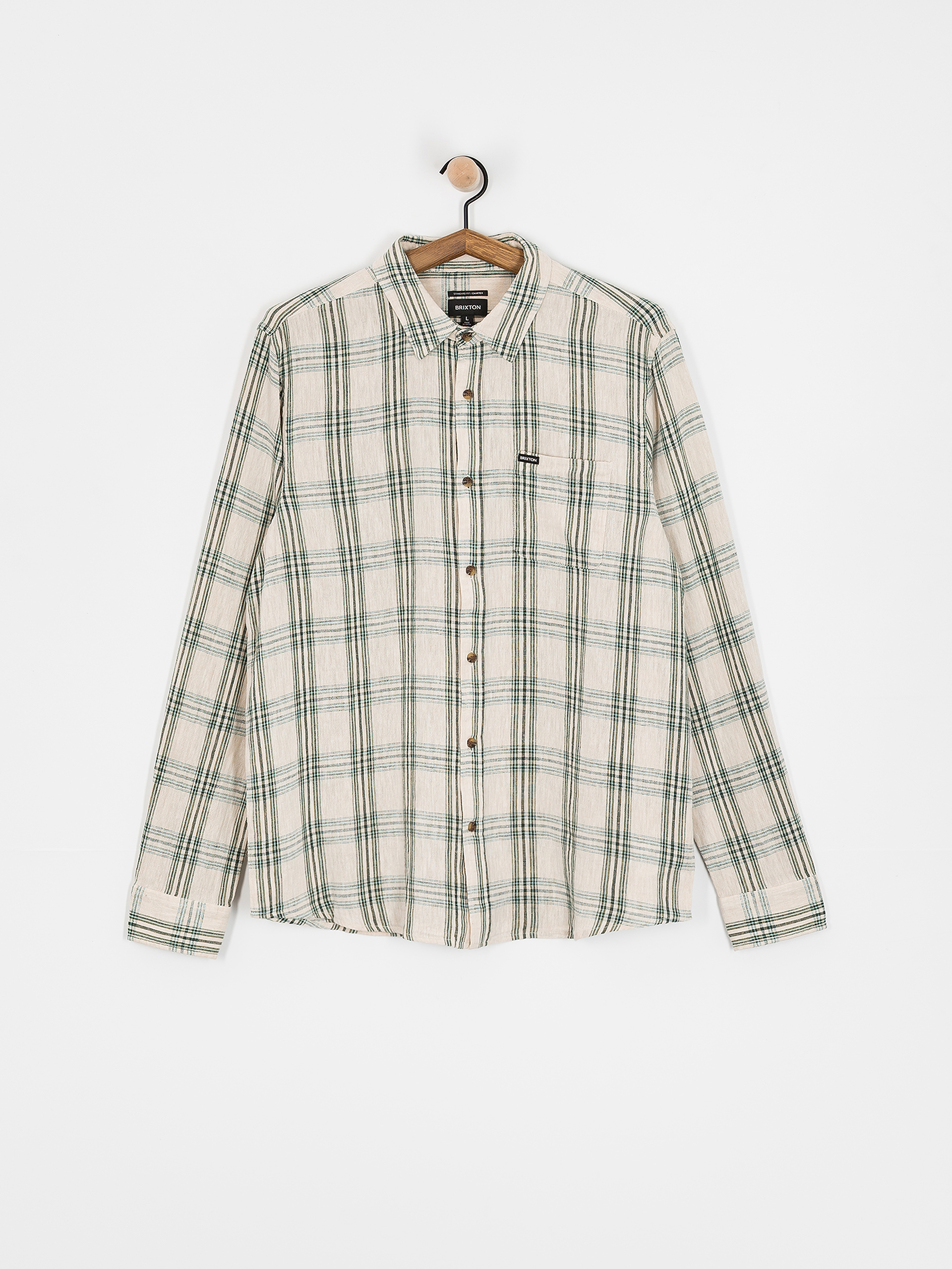 Сорочка Brixton Charter Linen Blend Ls (off white/ivy green plaid)