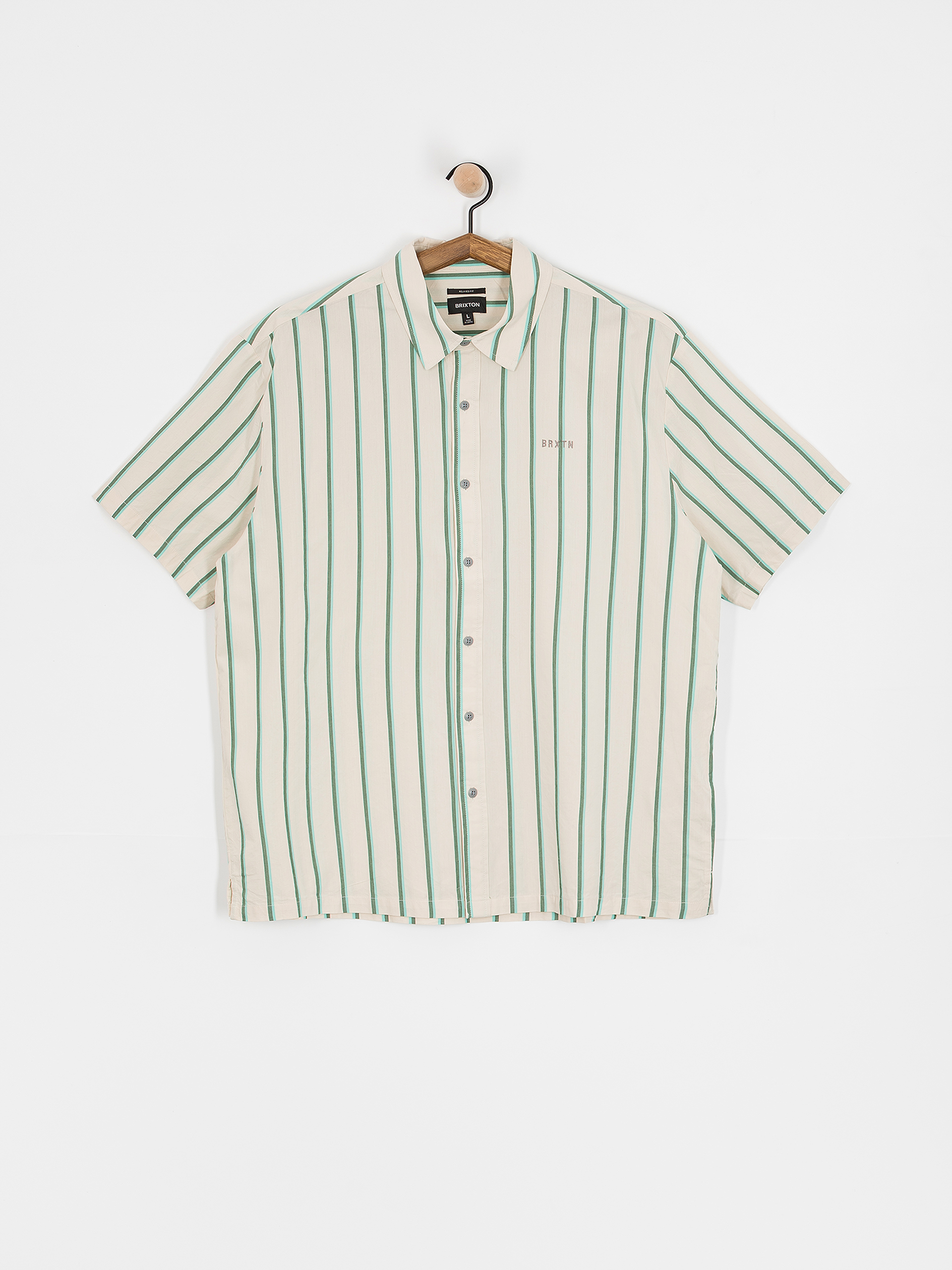 Сорочка Brixton Cru Stripe (beige/pine needle/aquatic gree)