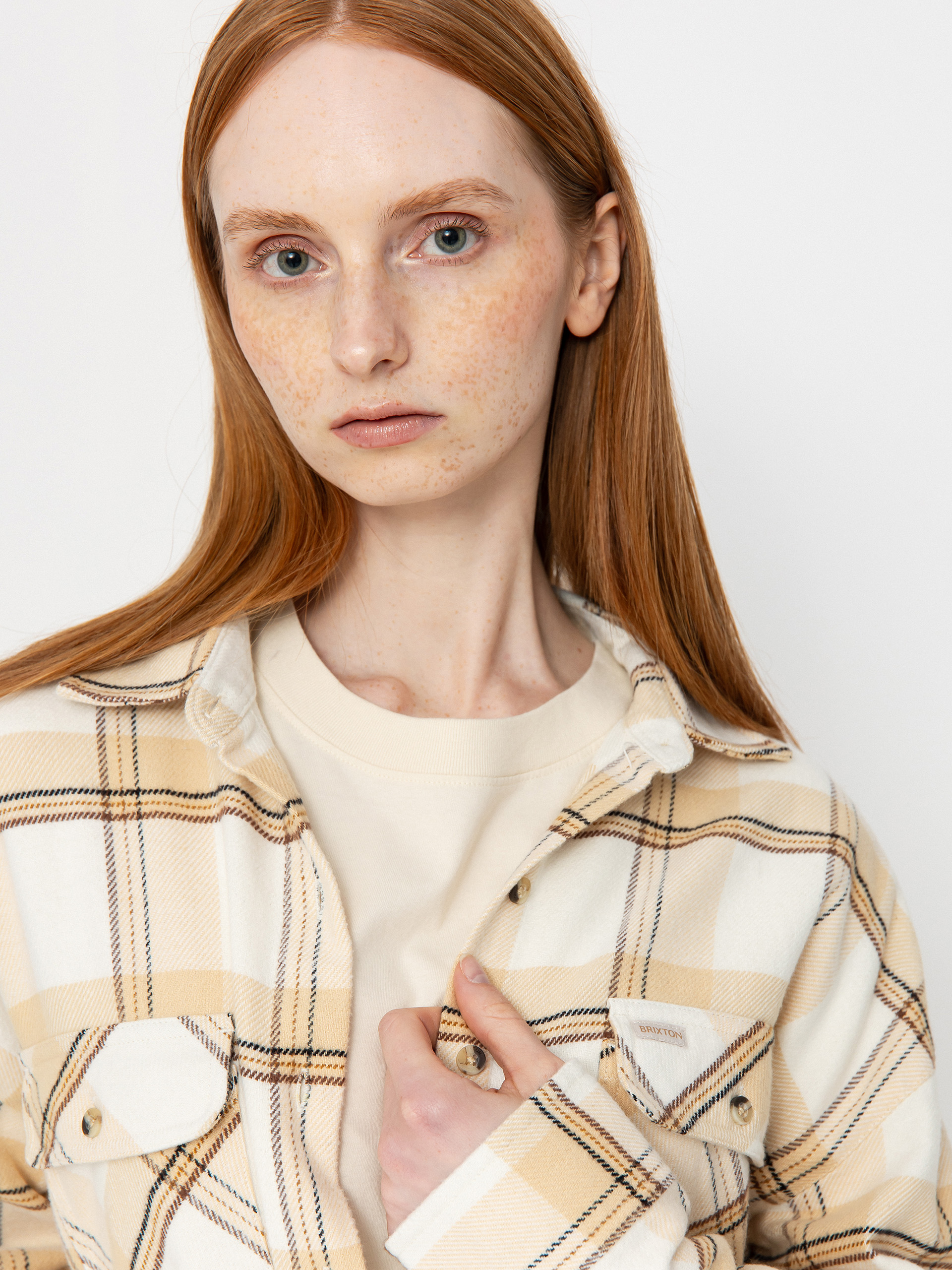 Сорочка Brixton Bowery Classic Flannel Wmn (off white/semolina/washed copp)