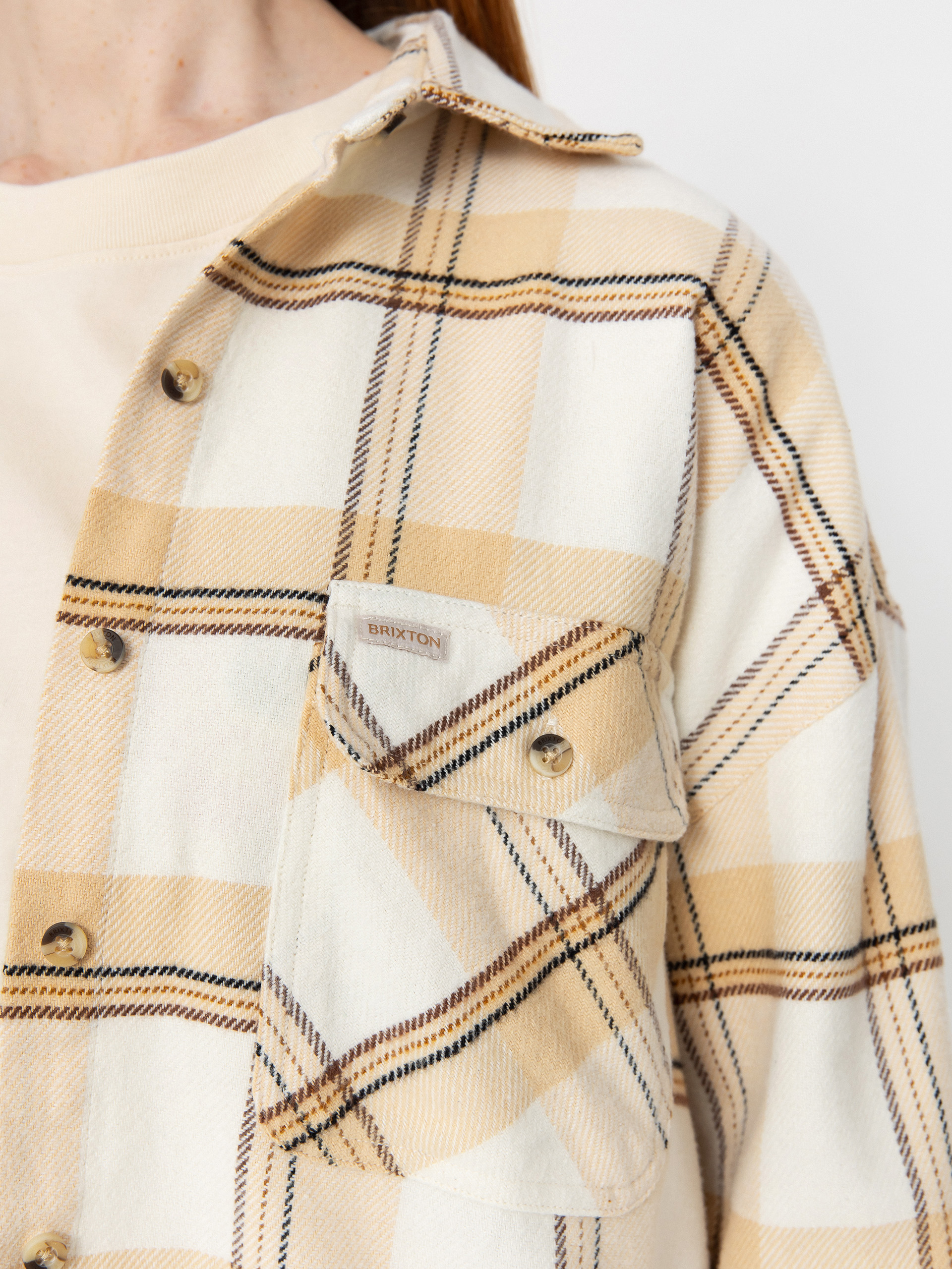 Сорочка Brixton Bowery Classic Flannel Wmn (off white/semolina/washed copp)
