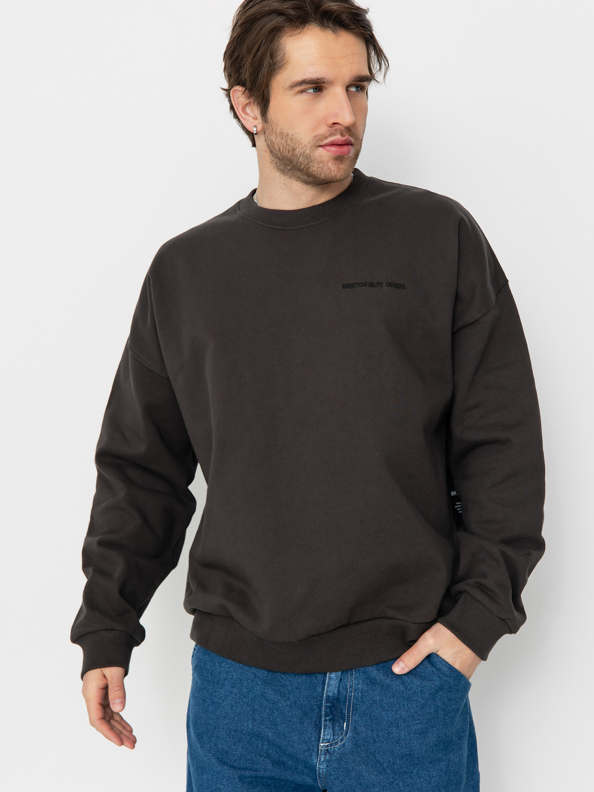 u0421u0432u0456u0442u0448u043eu0442 Brixton Embroidered Heavy Weight Crew (washed black)