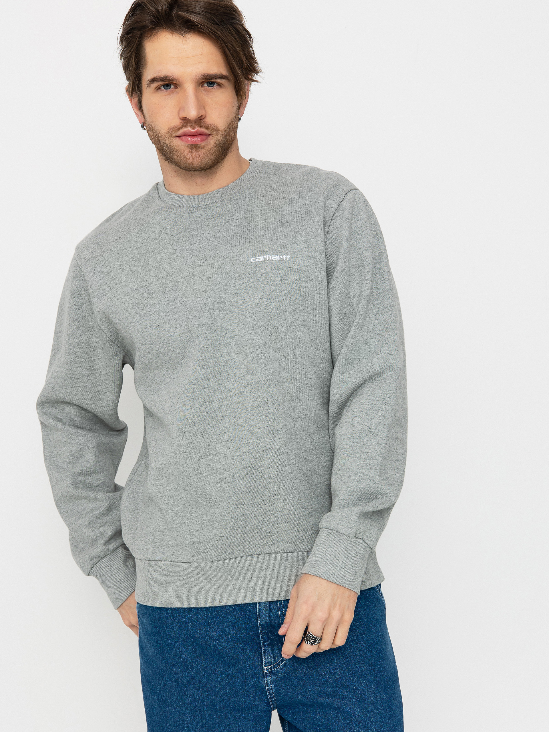 Світшот Carhartt WIP Script Embroidery (grey heather/white)