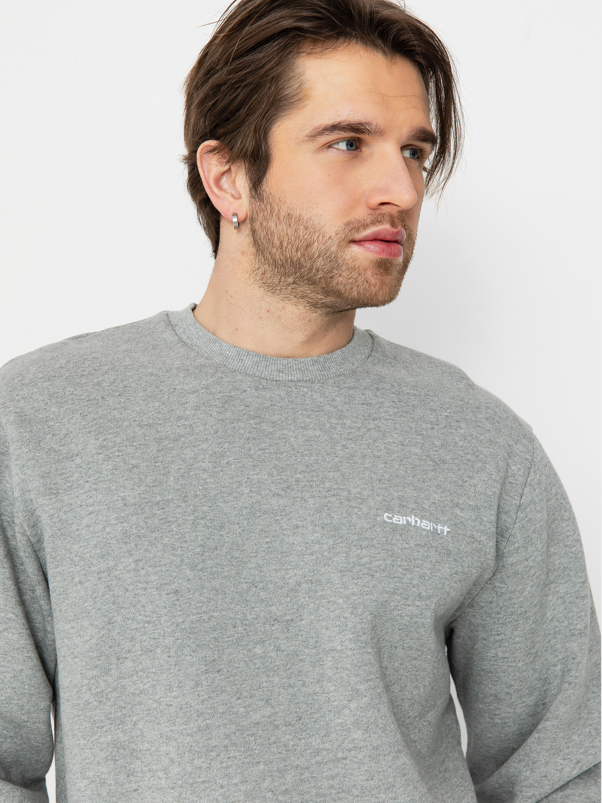 Світшот Carhartt WIP Script Embroidery (grey heather/white)