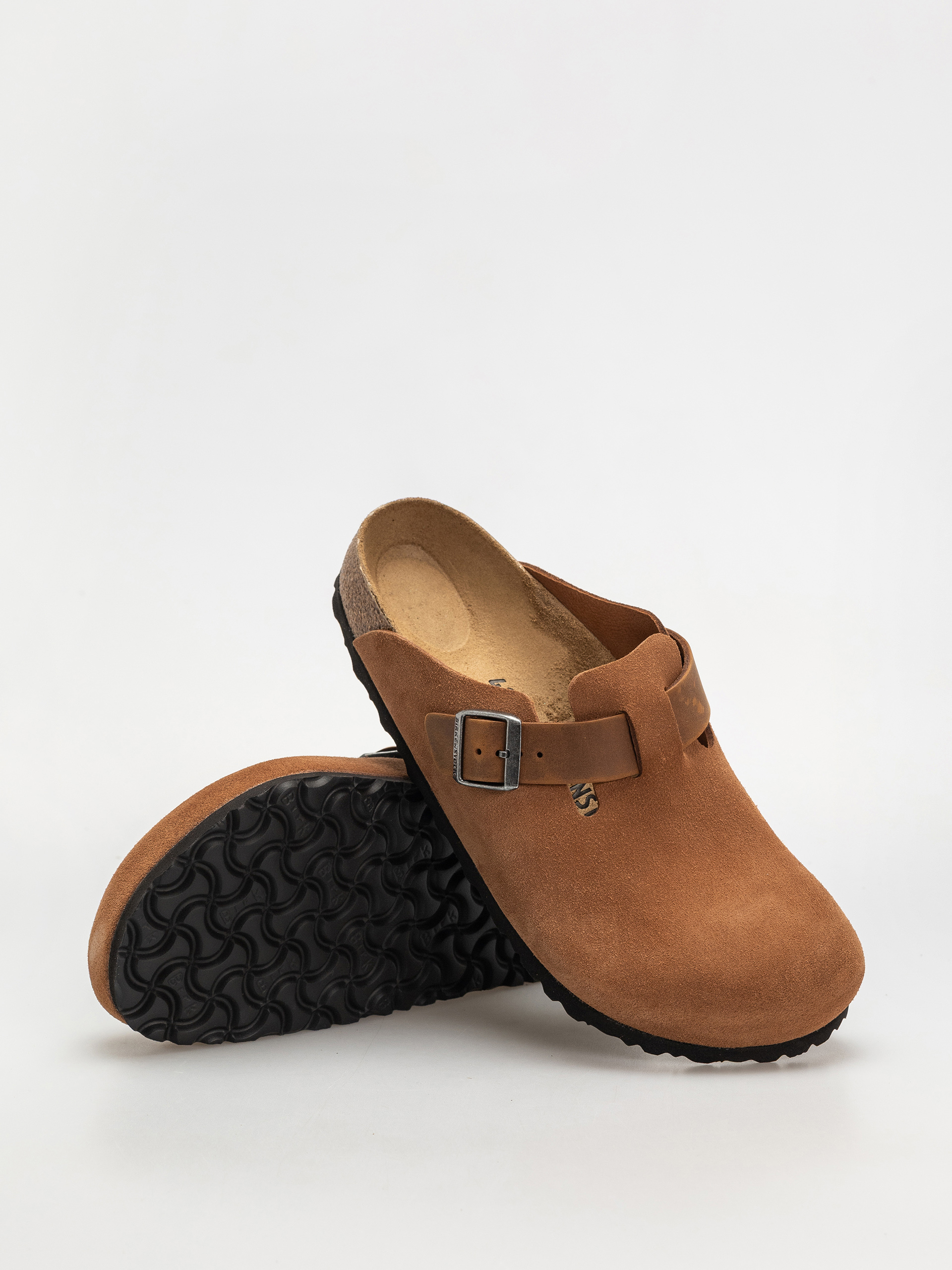 Шльопанці Birkenstock Boston Suede Oiled Leather Regular (cognac)