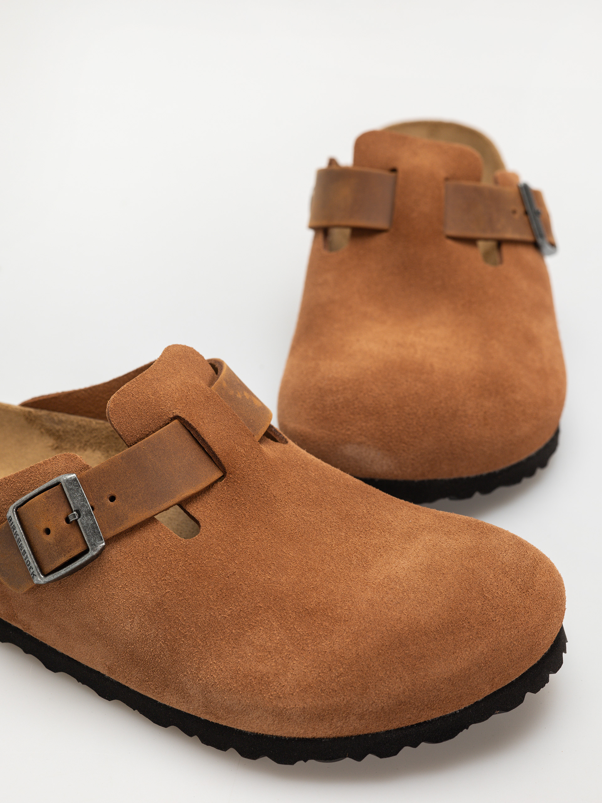 Шльопанці Birkenstock Boston Suede Oiled Leather Regular (cognac)