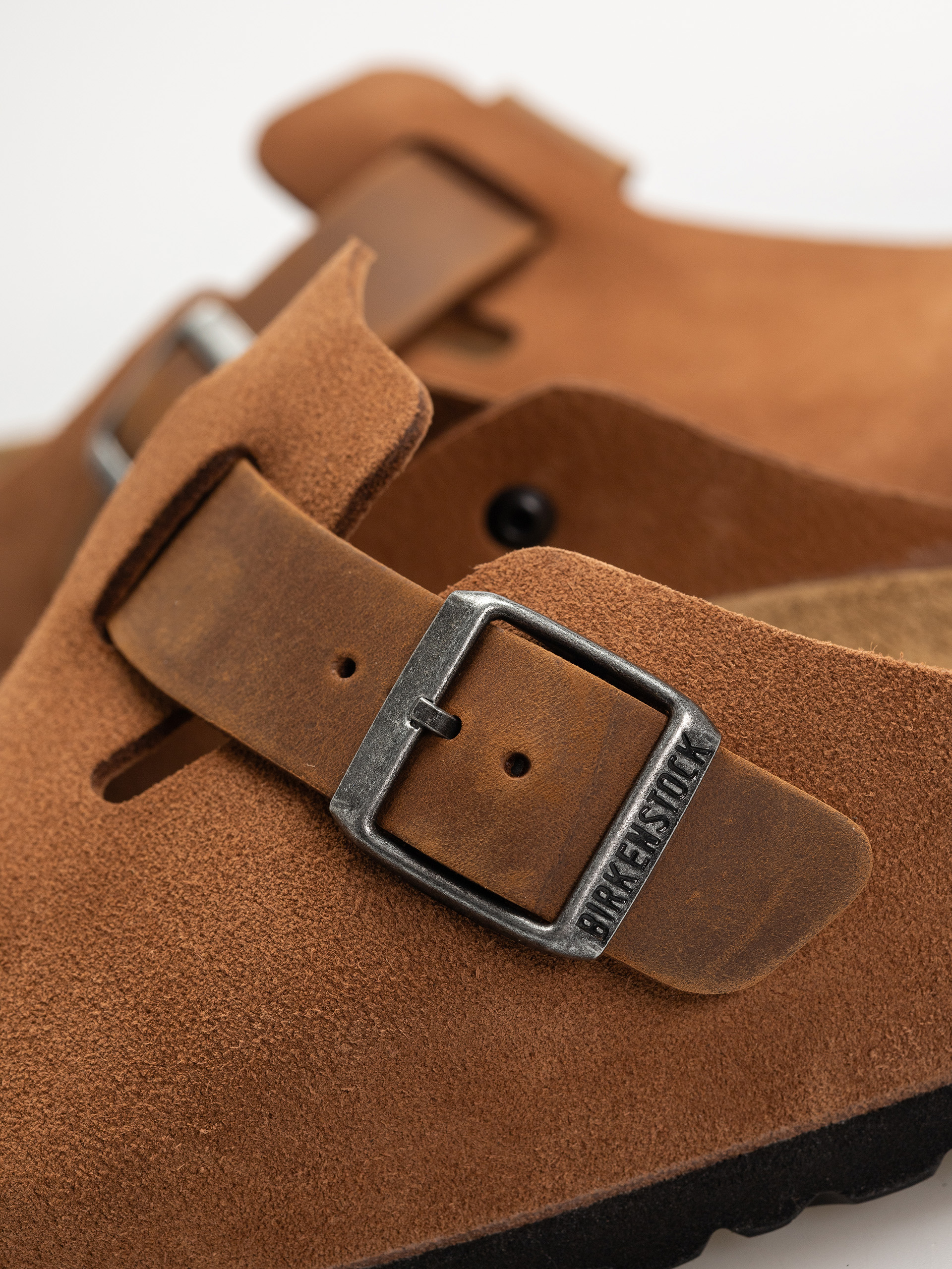 Шльопанці Birkenstock Boston Suede Oiled Leather Regular (cognac)