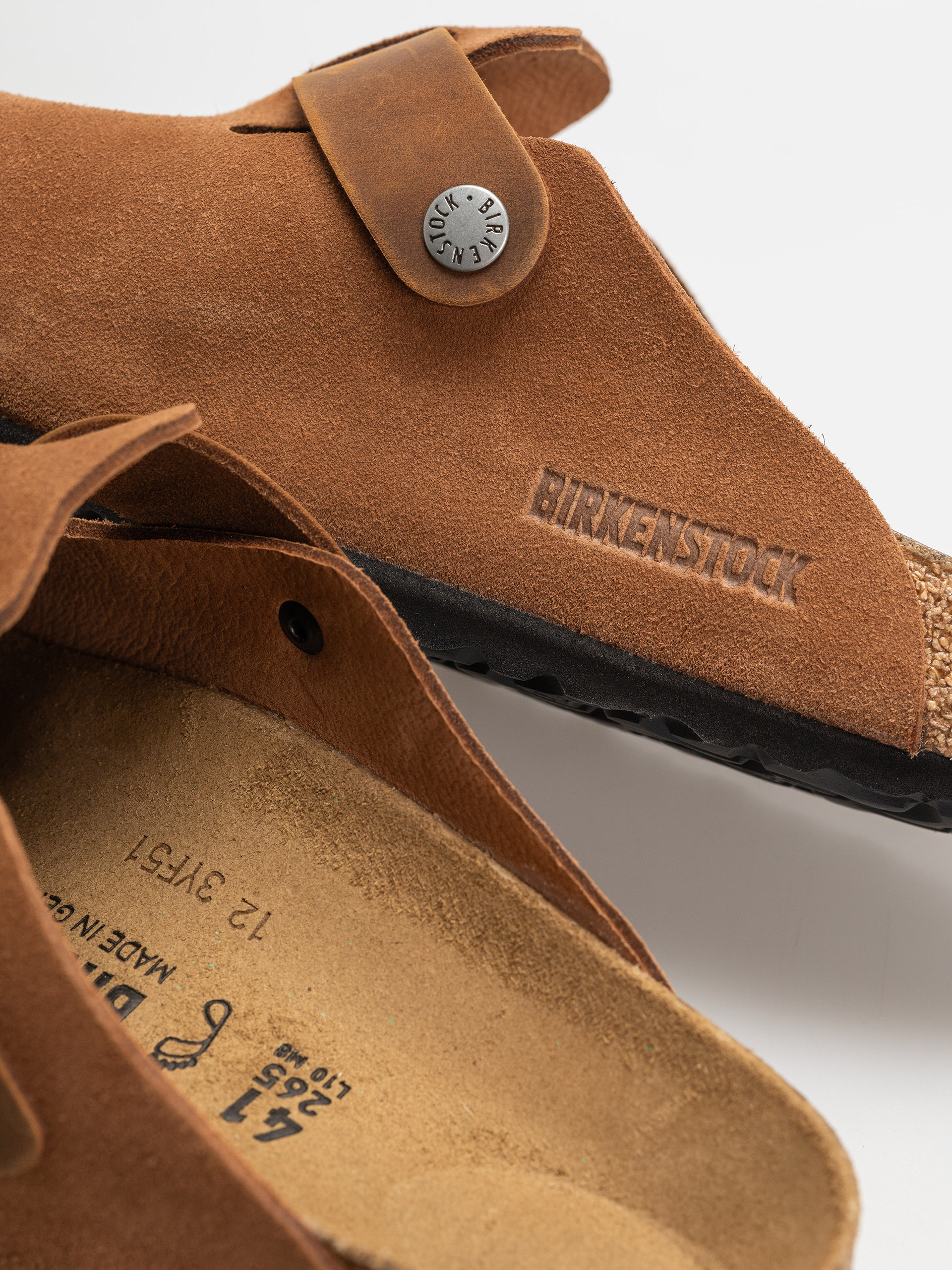 Шльопанці Birkenstock Boston Suede Oiled Leather Regular (cognac)