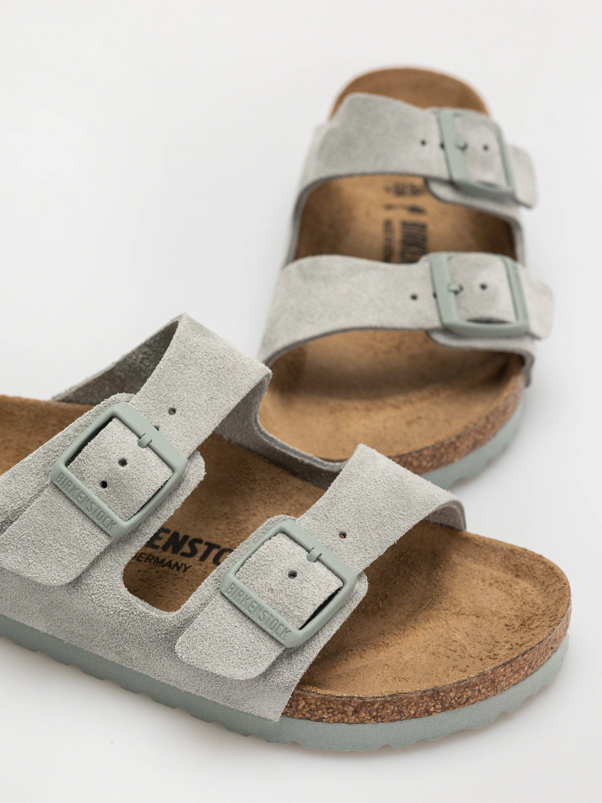 Шльопанці Birkenstock Arizona Suede Leather Narrow Wmn (pure sage)