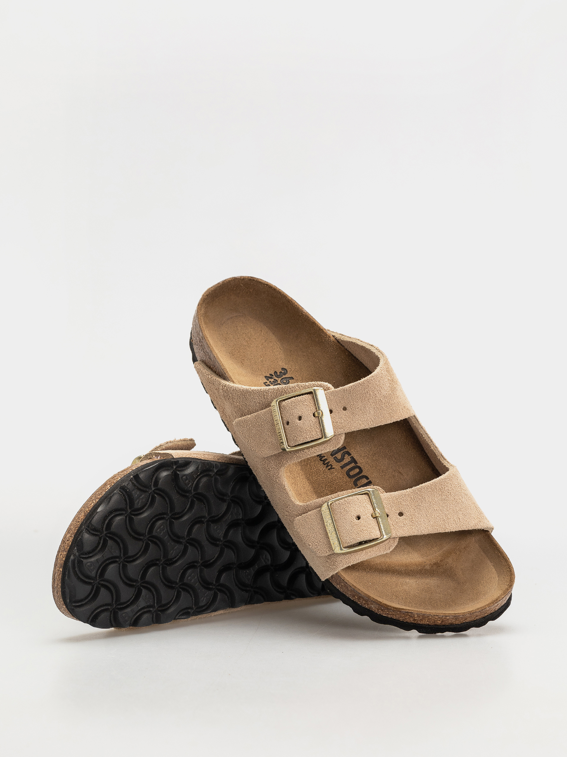 Шльопанці Birkenstock Arizona Suede Leather Narrow Wmn - бежевий