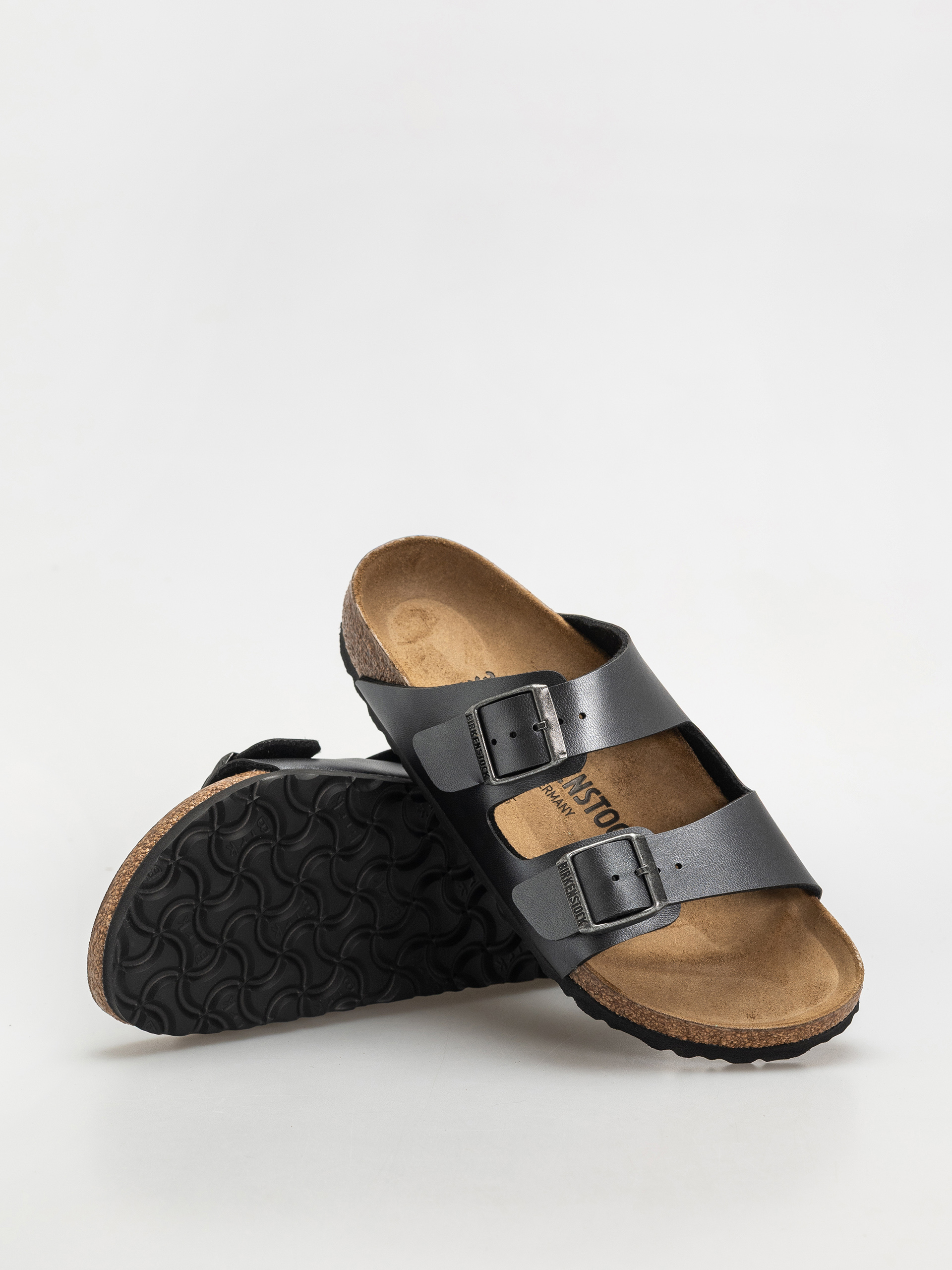 Шльопанці Birkenstock Arizona Birko Flor Metallic Narrow Wmn (metallic black)