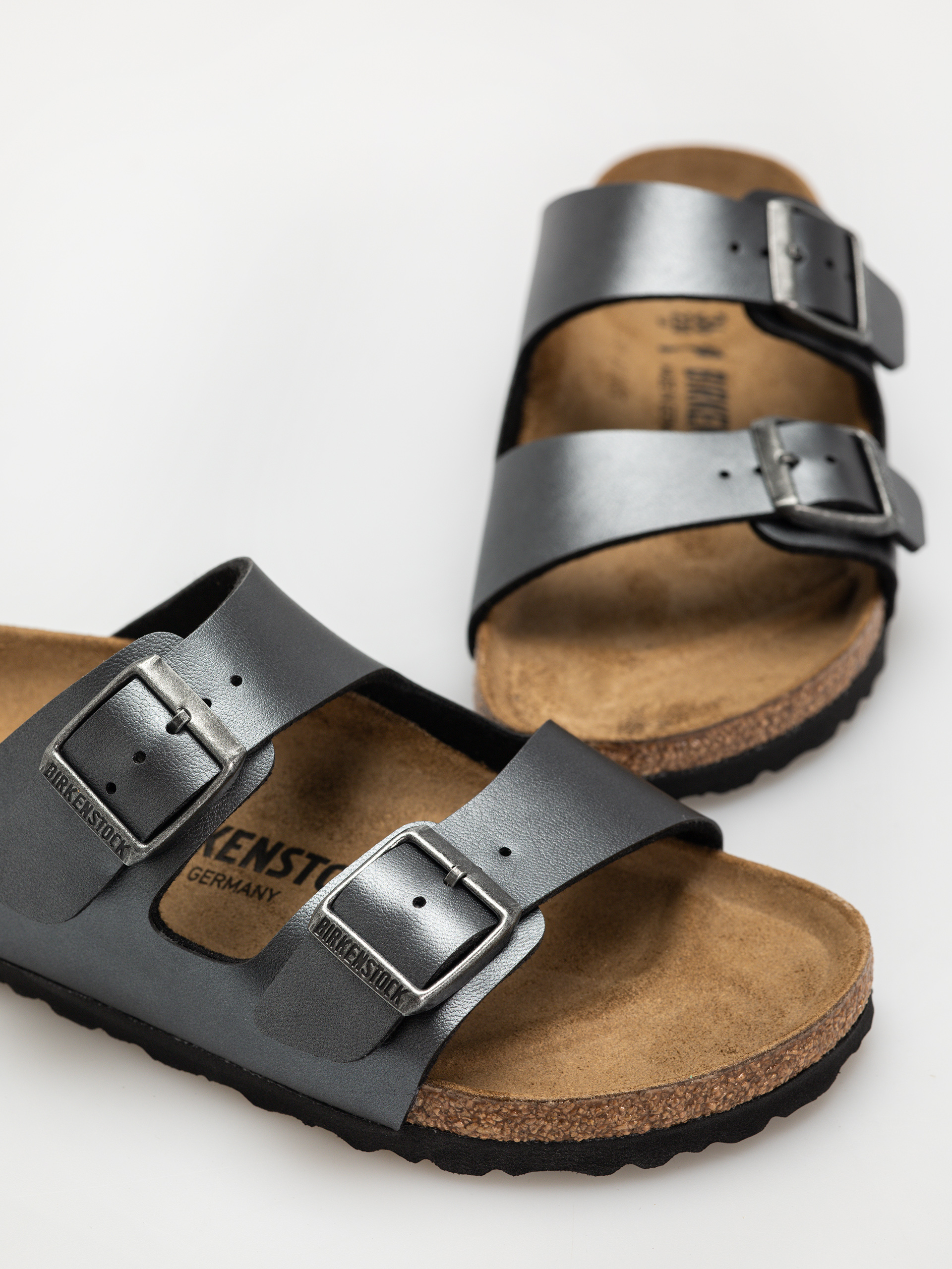 Шльопанці Birkenstock Arizona Birko Flor Metallic Narrow Wmn (metallic black)