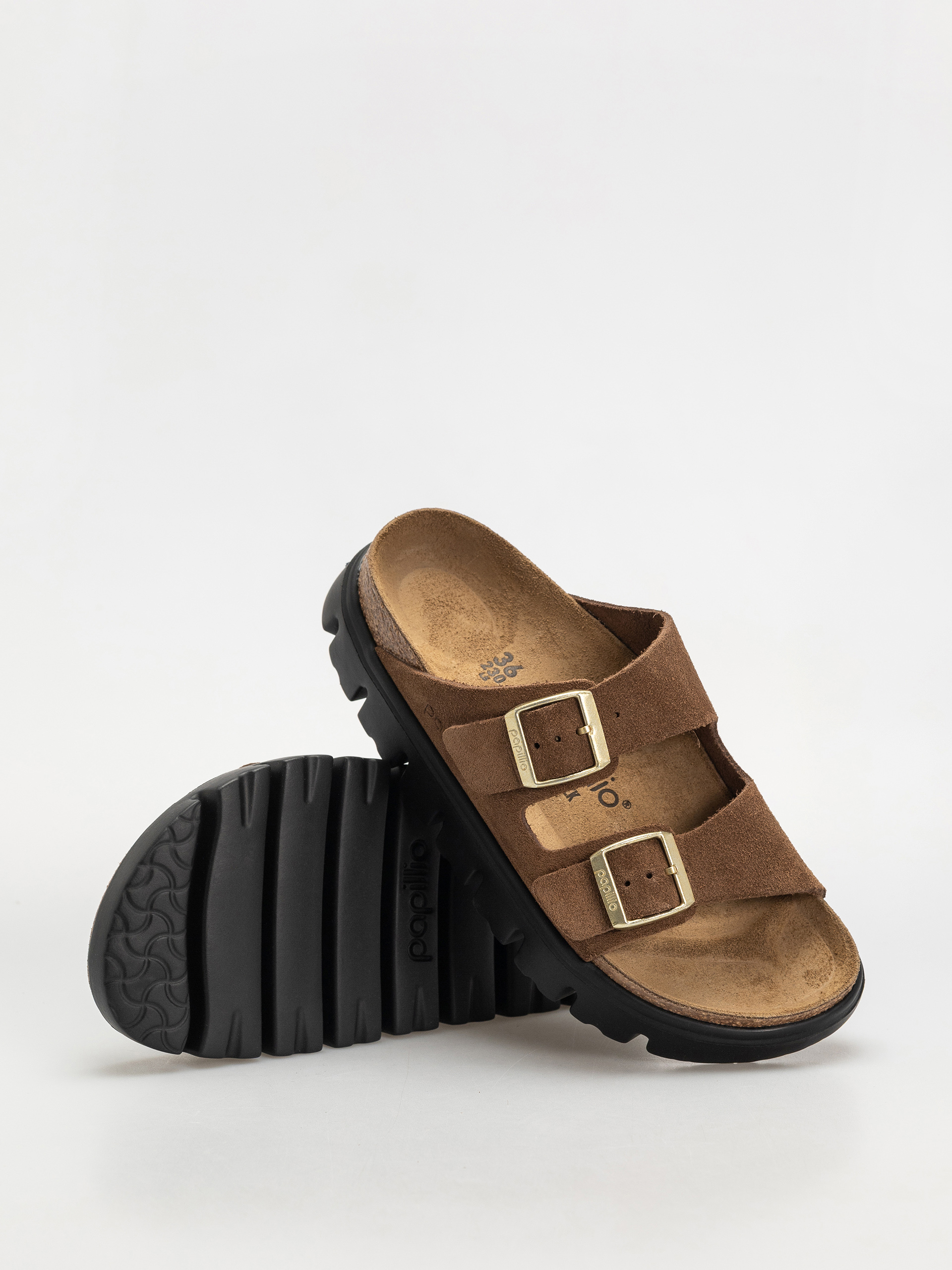 Шльопанці Birkenstock Arizona Chunky Suede Narrow Wmn (dark tea/black)