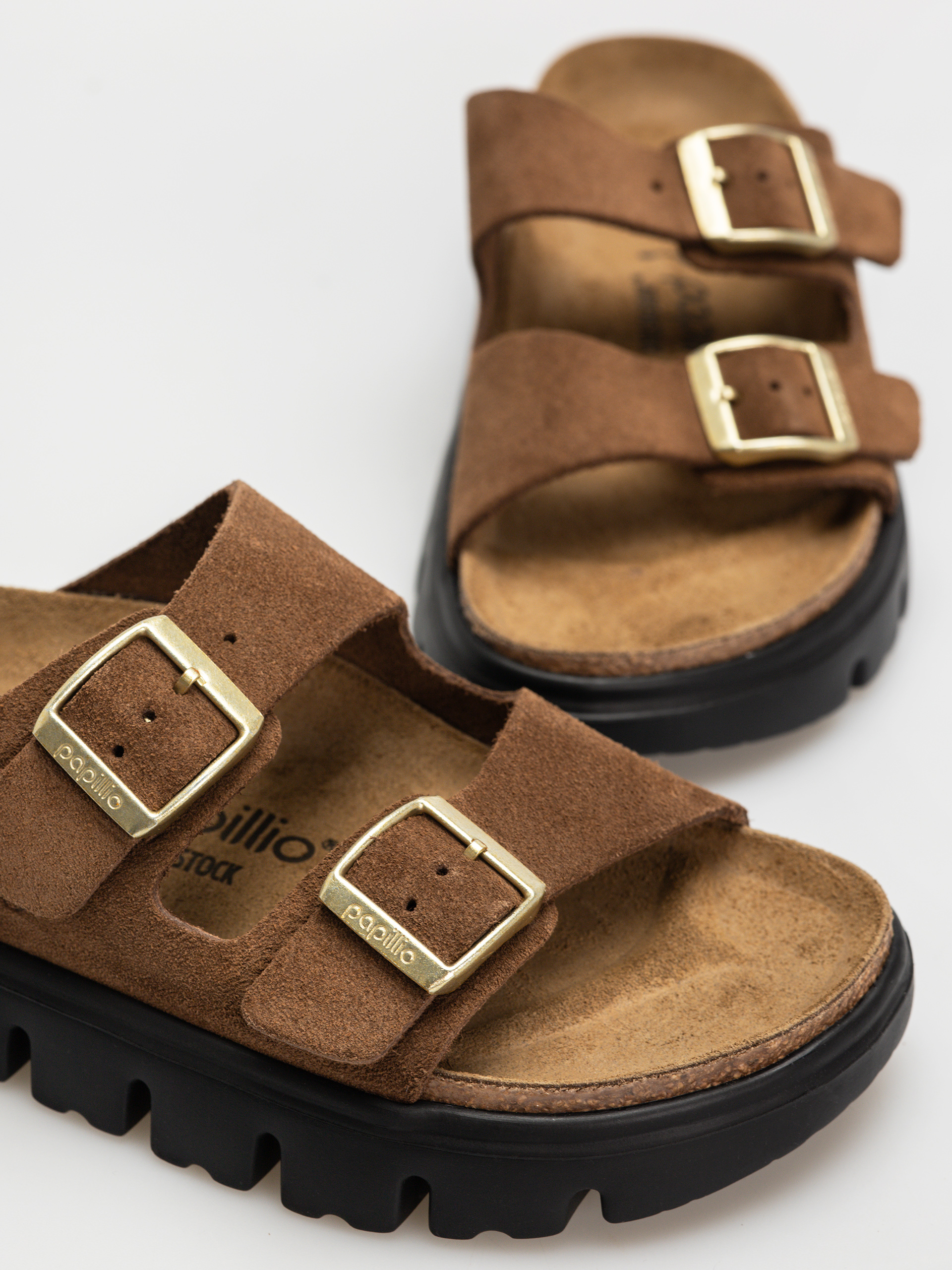 Шльопанці Birkenstock Arizona Chunky Suede Narrow Wmn (dark tea/black)