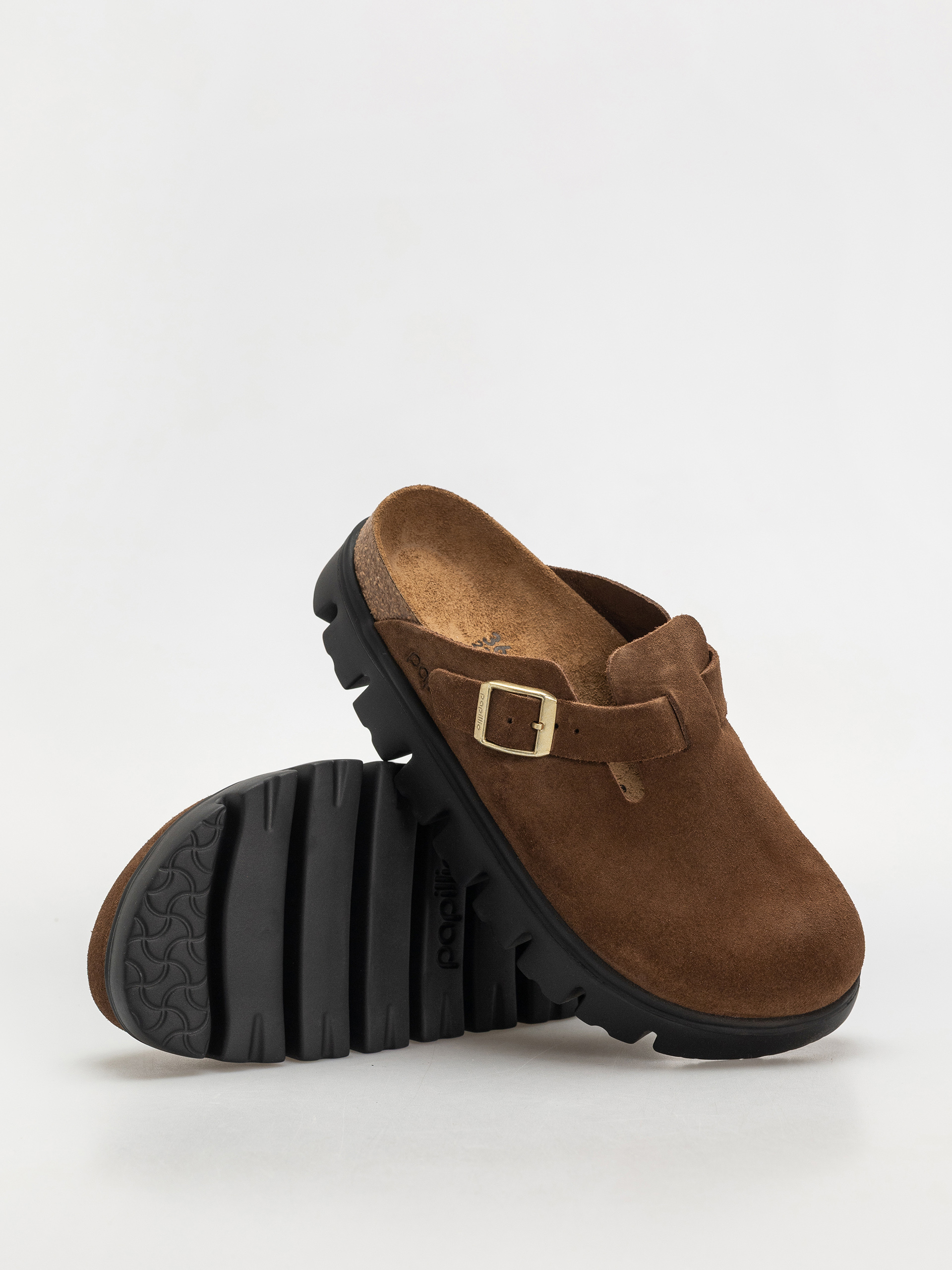Шльопанці Birkenstock Boston Chunky Suede Narrow Wmn (dark tea/black)