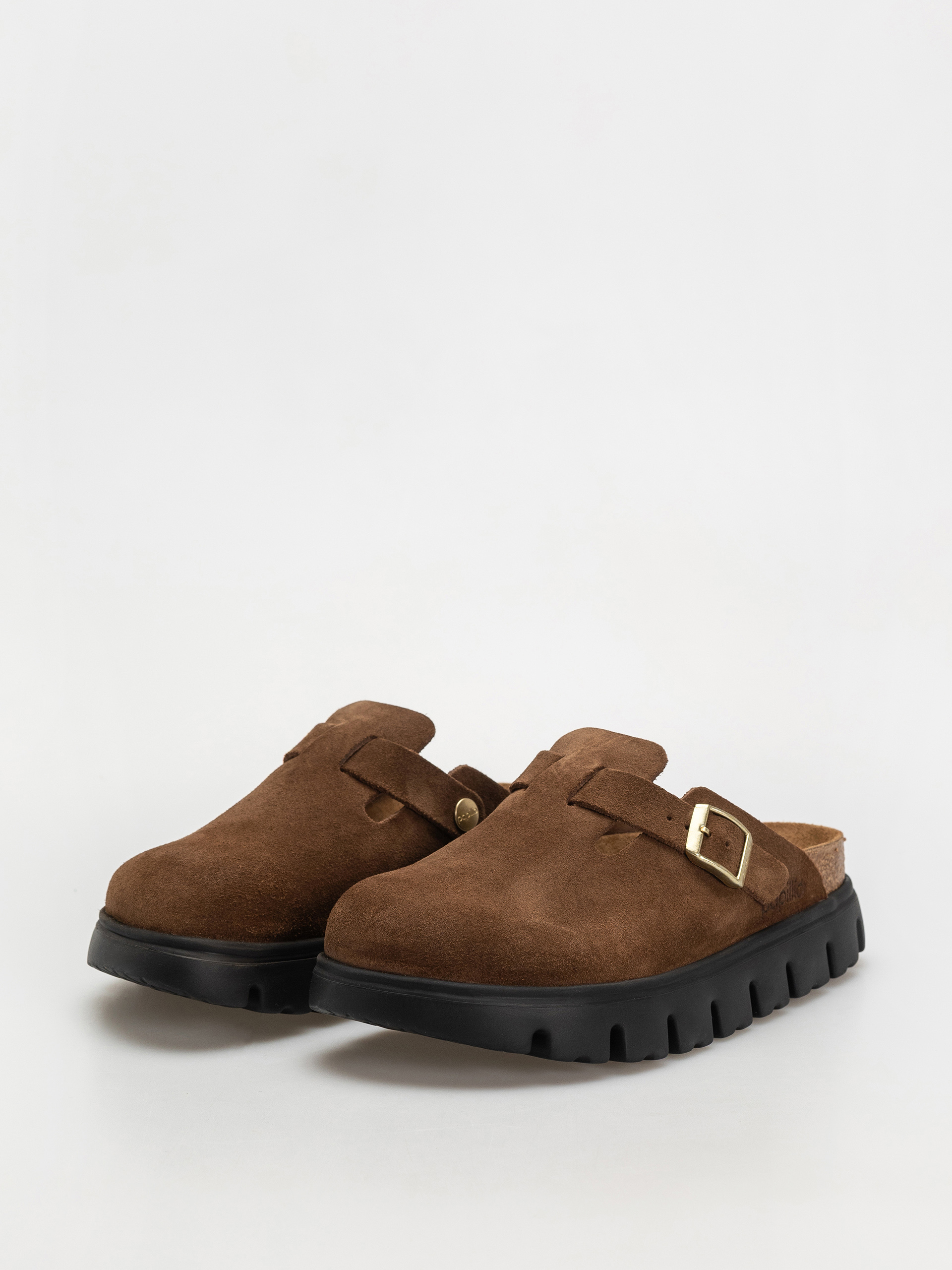 Шльопанці Birkenstock Boston Chunky Suede Narrow Wmn (dark tea/black)