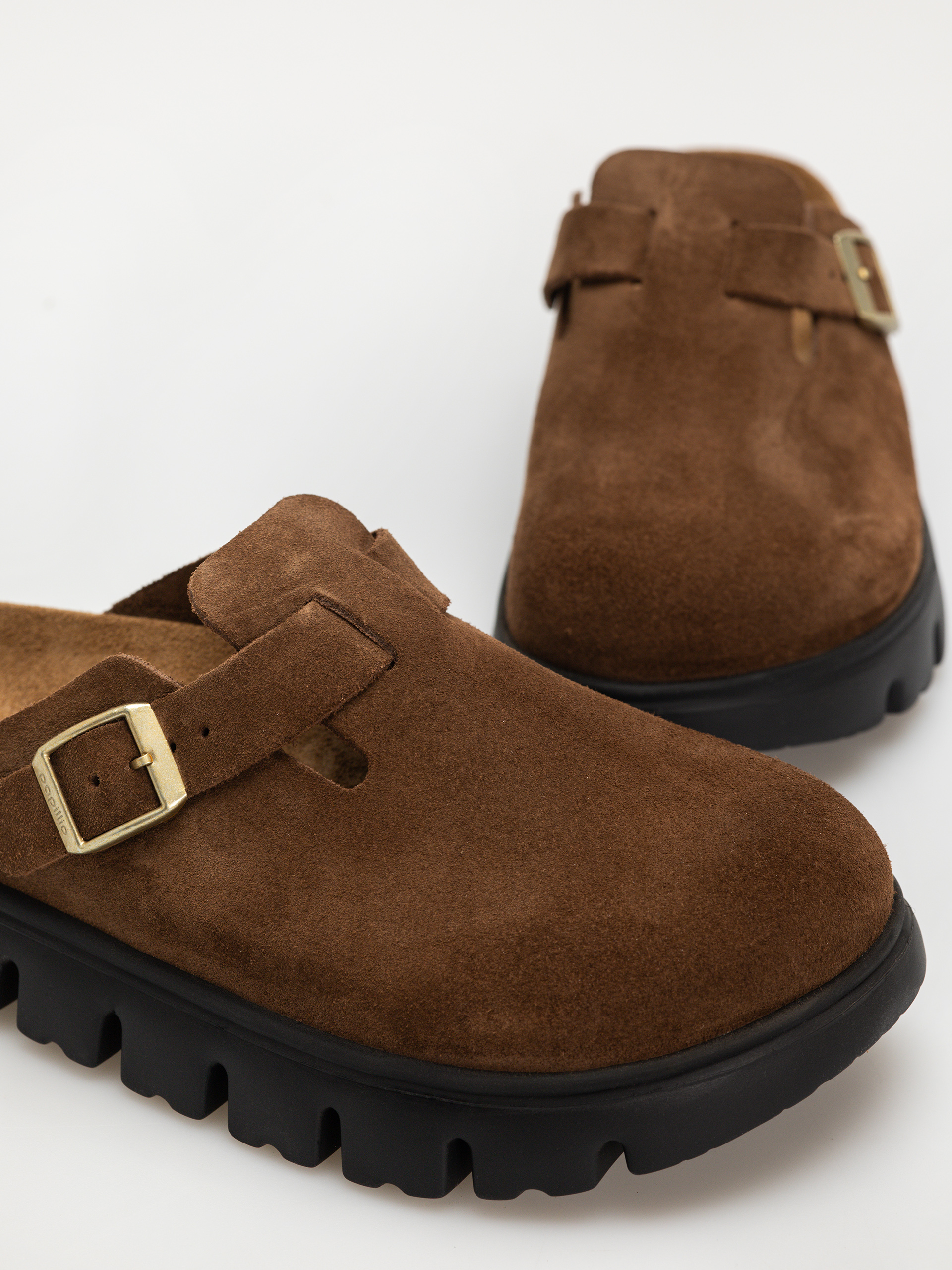 Шльопанці Birkenstock Boston Chunky Suede Narrow Wmn (dark tea/black)