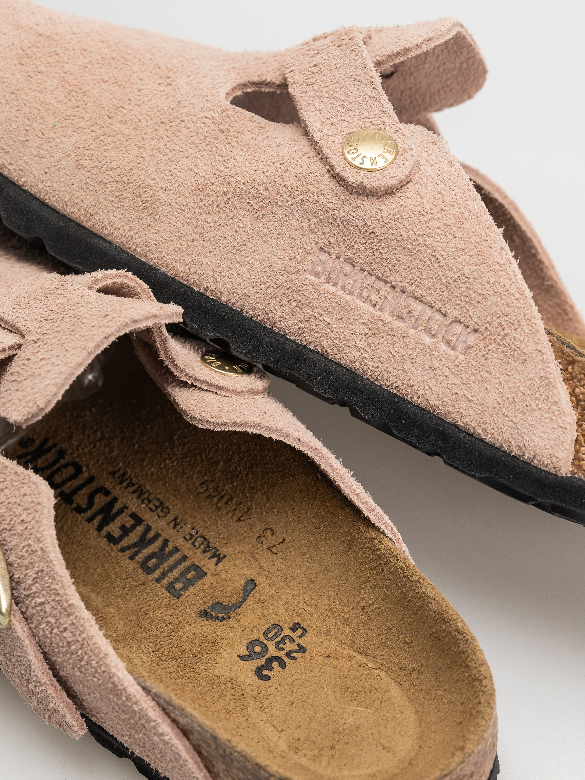Шльопанці Birkenstock Boston Suede Leather Narrow Wmn (light rose)