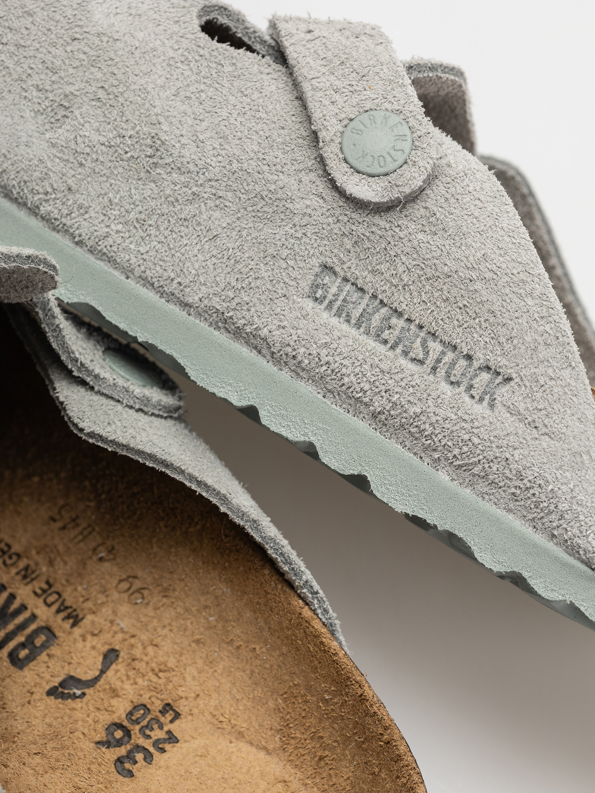 Шльопанці Birkenstock Boston Suede Leather Narrow Wmn (pure sage)