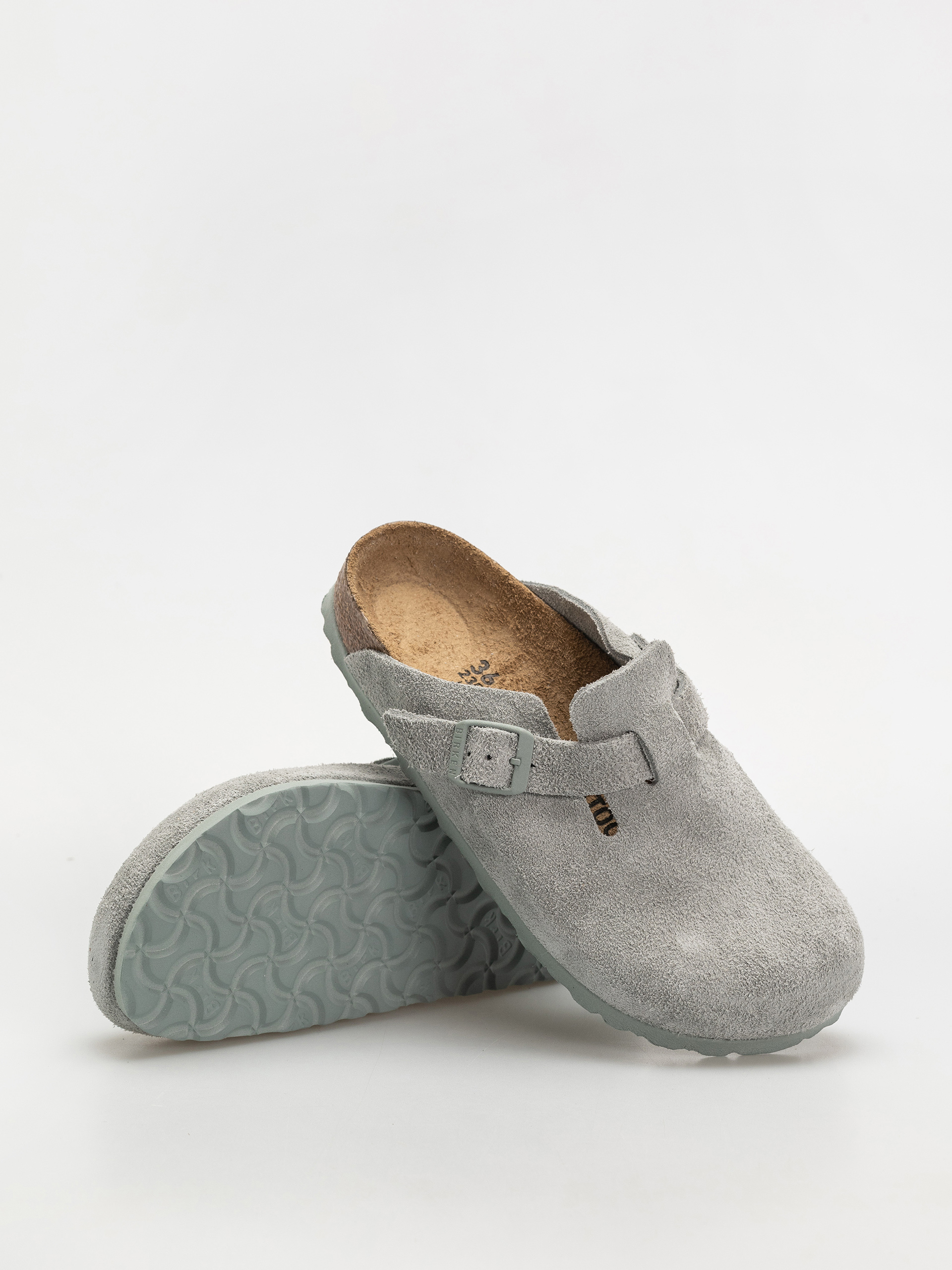 Шльопанці Birkenstock Boston Suede Leather Narrow Wmn (pure sage)