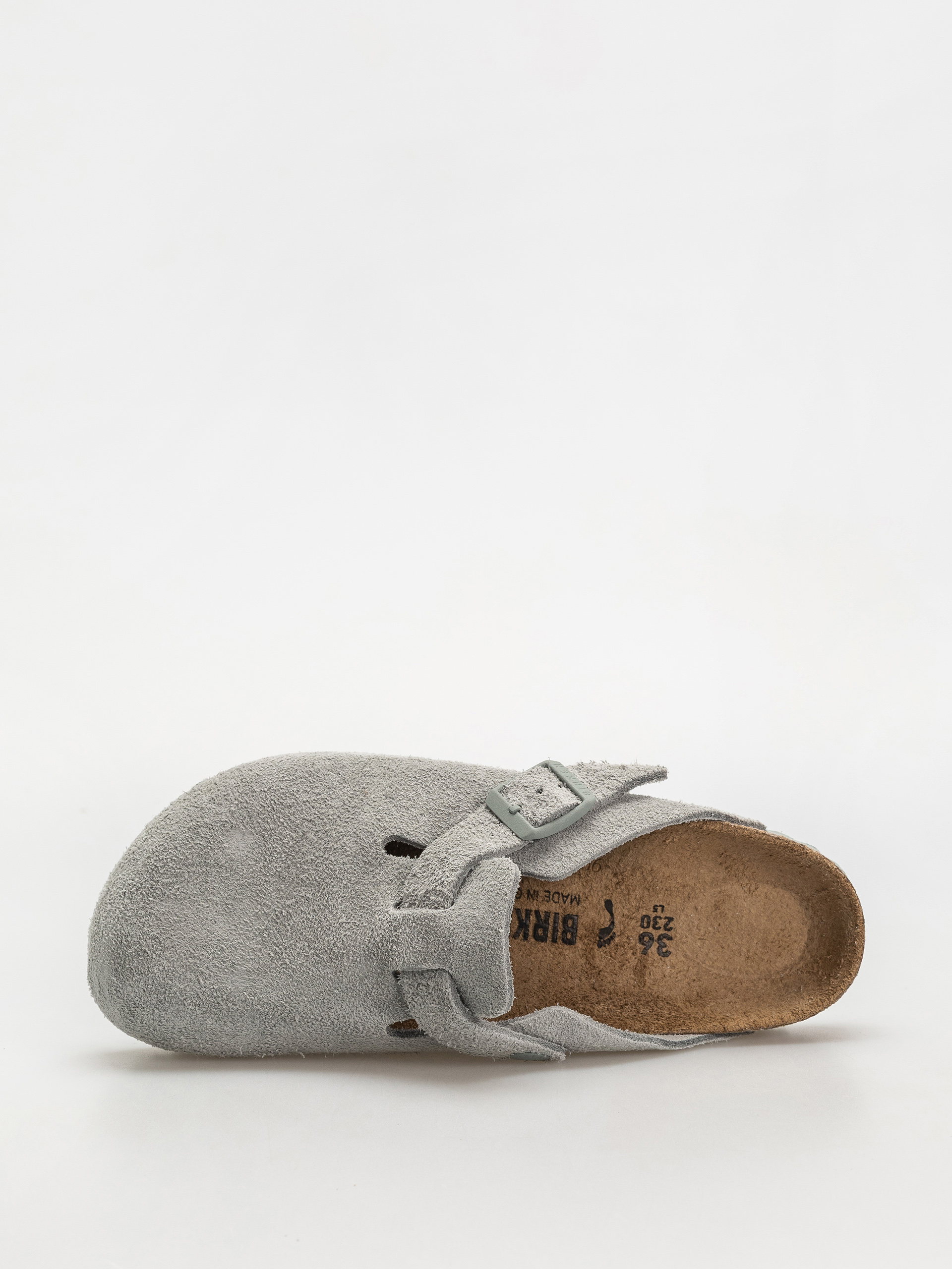 Шльопанці Birkenstock Boston Suede Leather Narrow Wmn (pure sage)