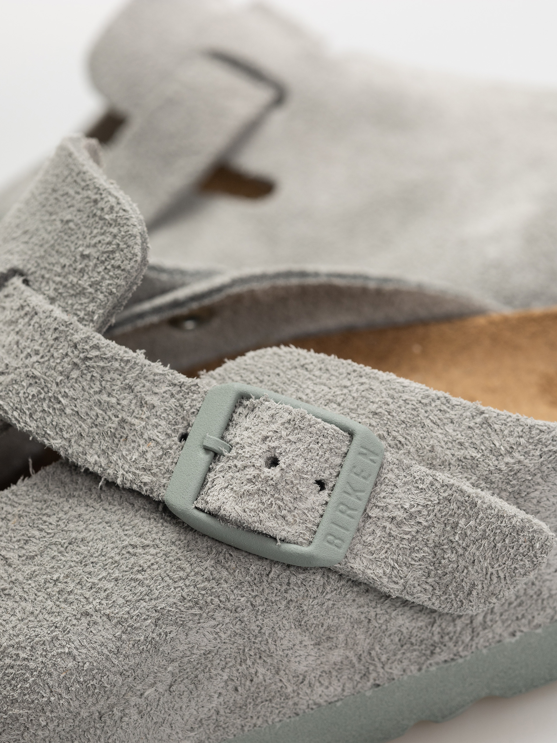 Шльопанці Birkenstock Boston Suede Leather Narrow Wmn (pure sage)