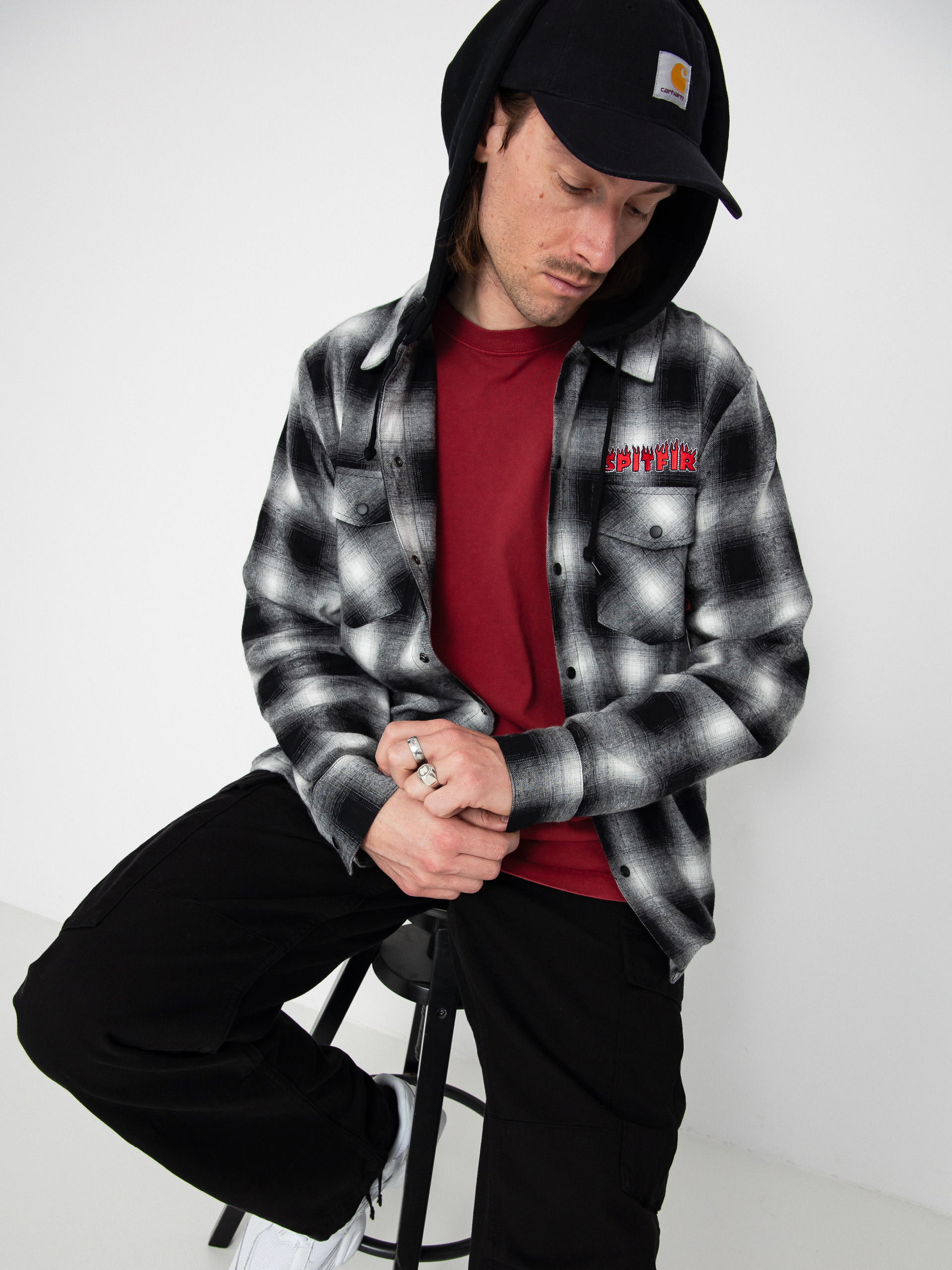 Сорочка Spitfire Demonseed Hooded Flannel (black/white/multi color embroideries)